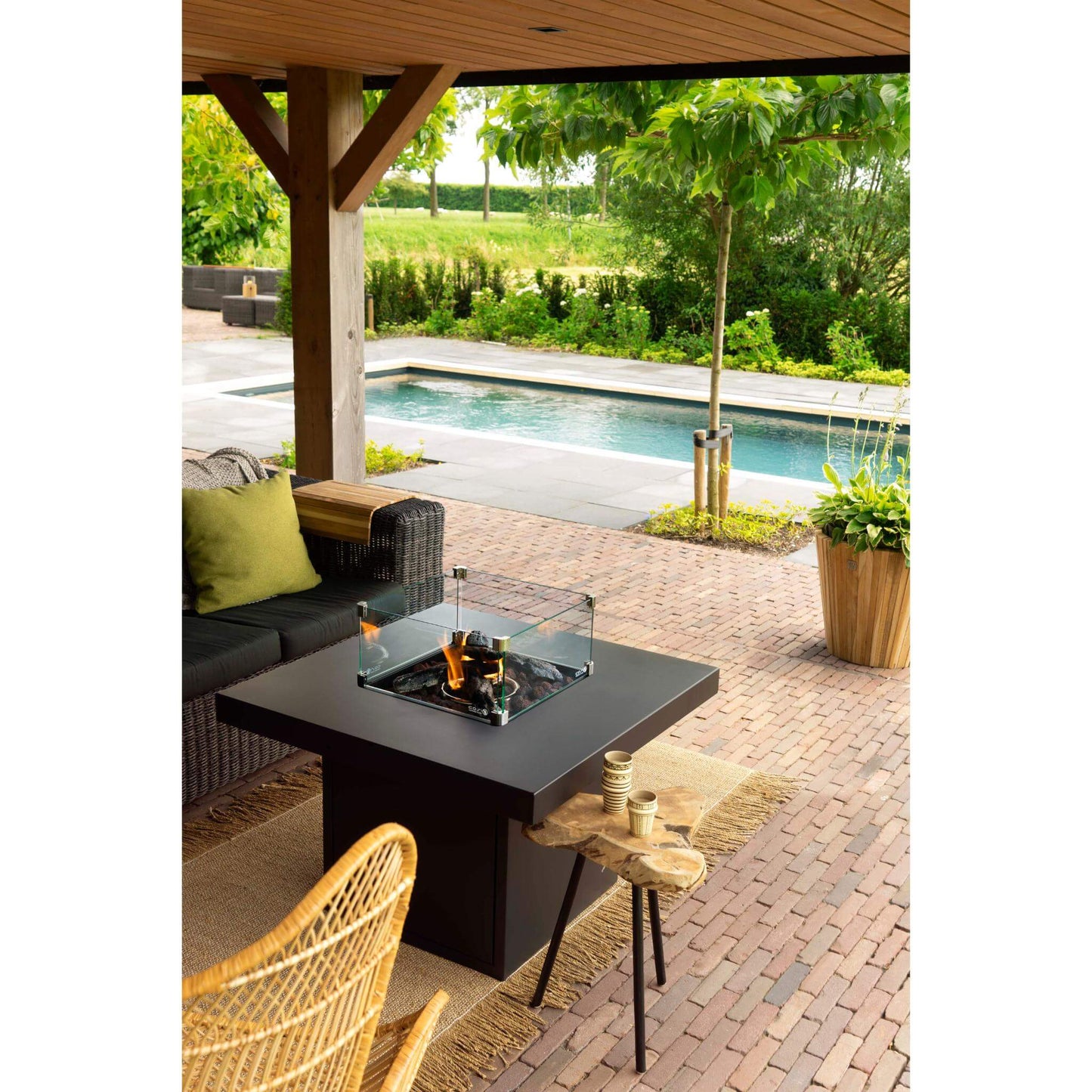 Cosibrixx 90 Anthracite Square Propane Gas Fire Pit Table