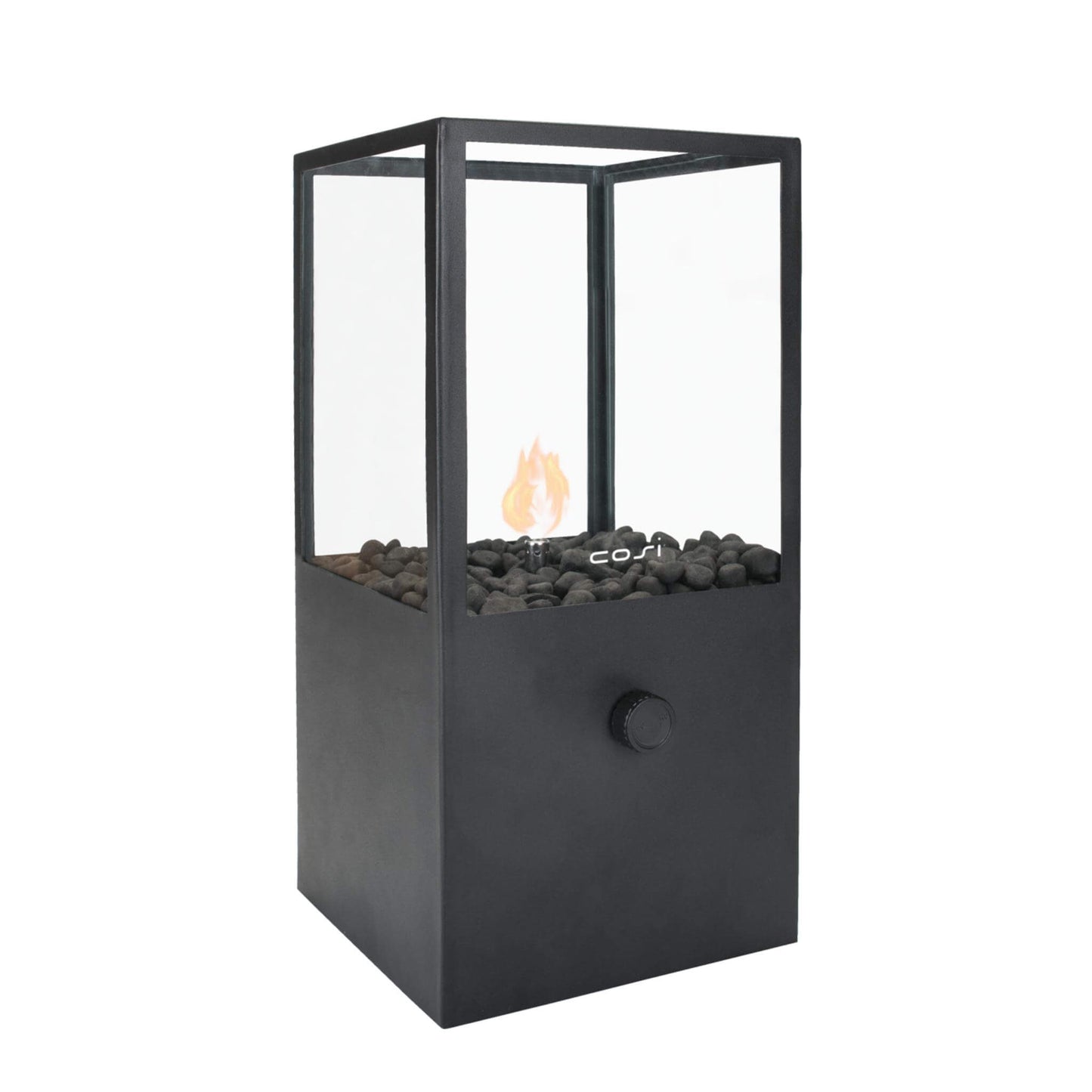 Cosidome High Black Steel Tabletop Outdoor Gas Fire Lantern