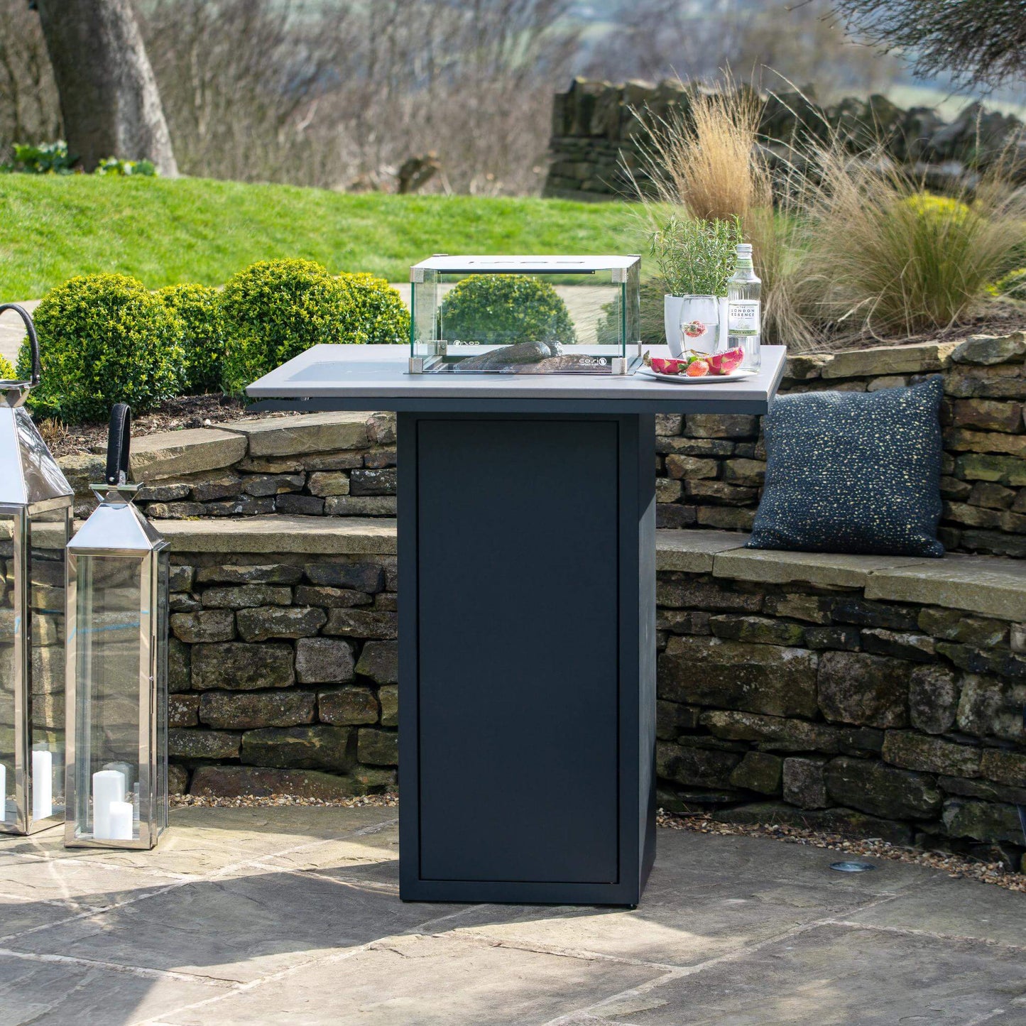 Cosiloft 100 Black Grey Propane Gas Fire Pit Bar Table