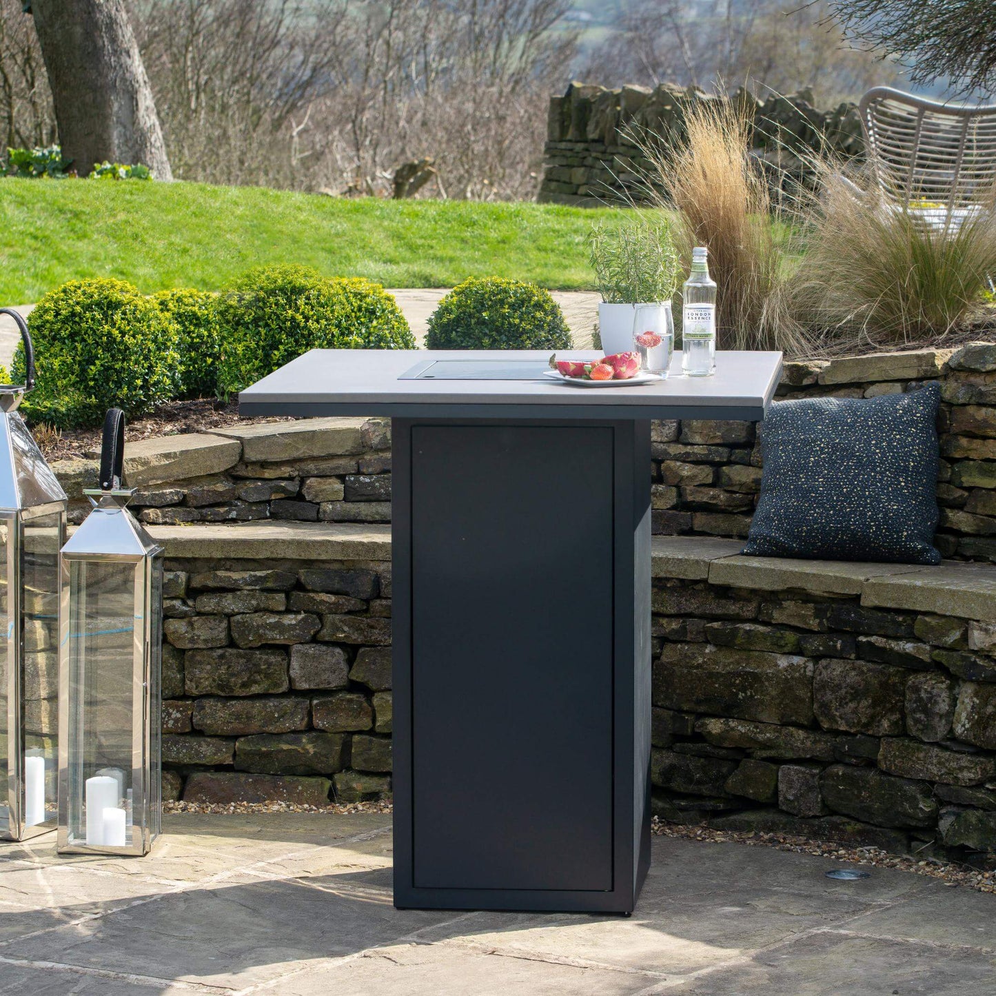 Cosiloft 100 Black Grey Propane Gas Fire Pit Bar Table