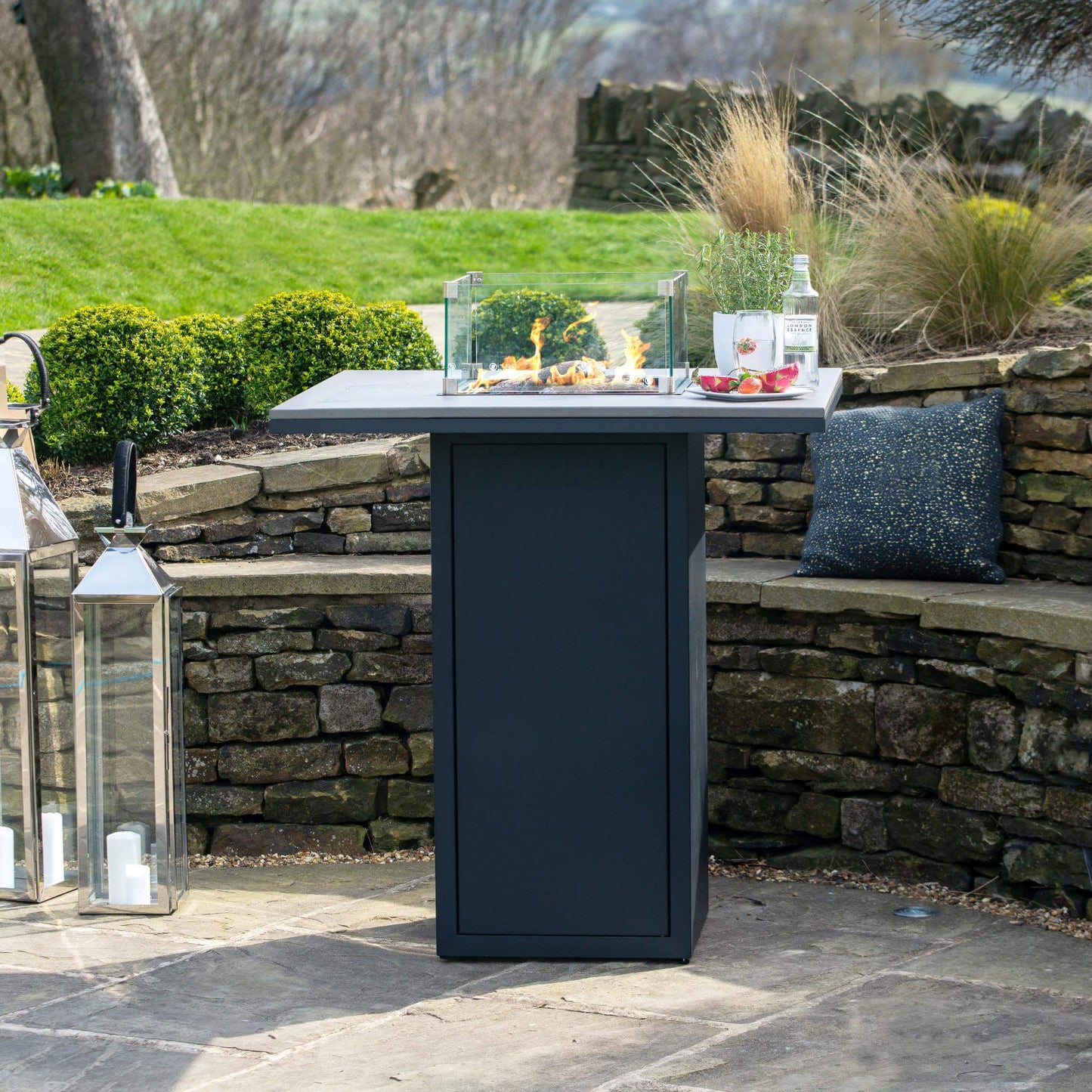 Cosiloft 100 Black Grey Propane Gas Fire Pit Bar Table