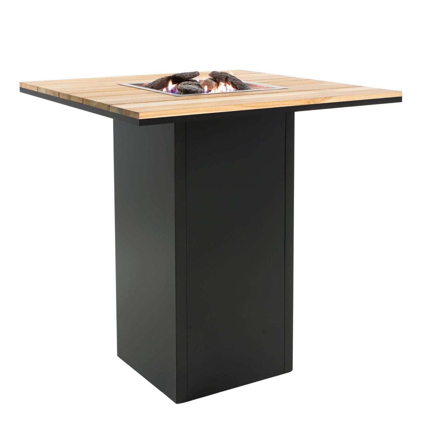 Cosiloft 100 Black Teak Propane Gas Fire Pit Bar Table