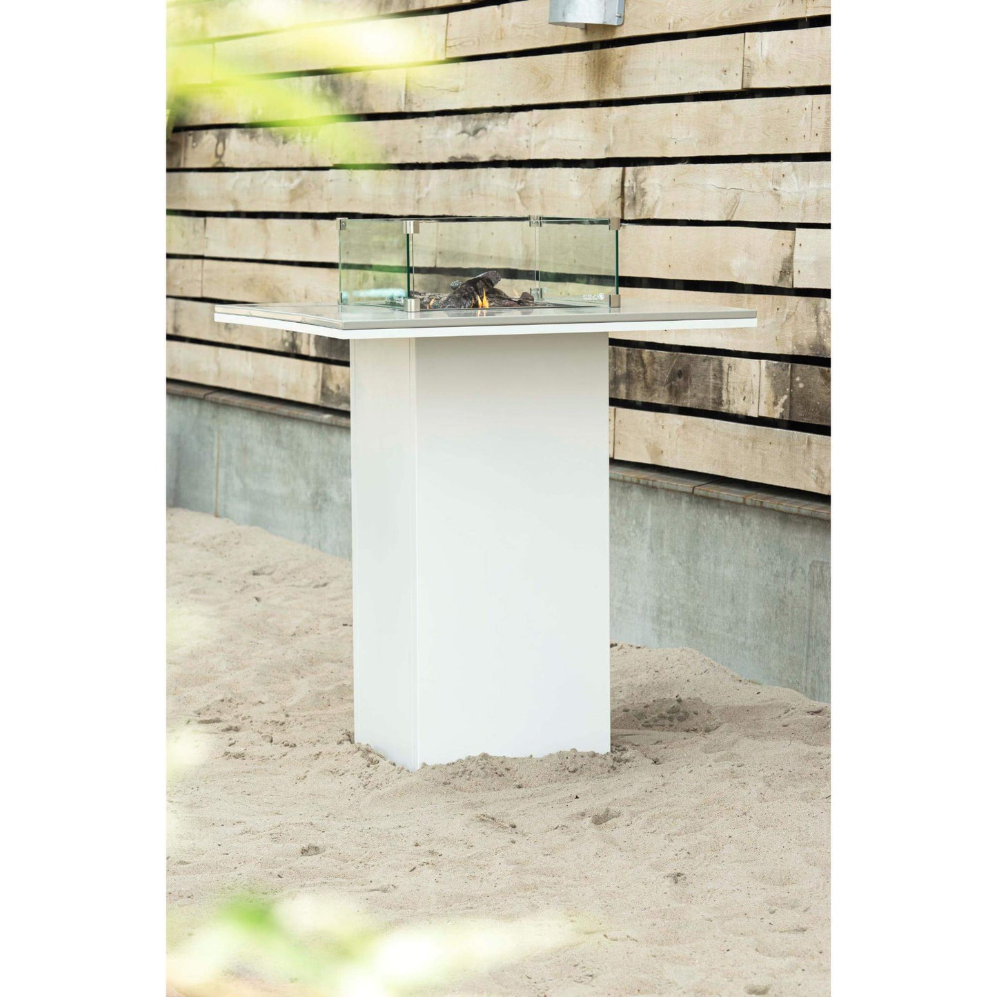Cosiloft 100 White Grey Propane Gas Fire Pit Bar Table