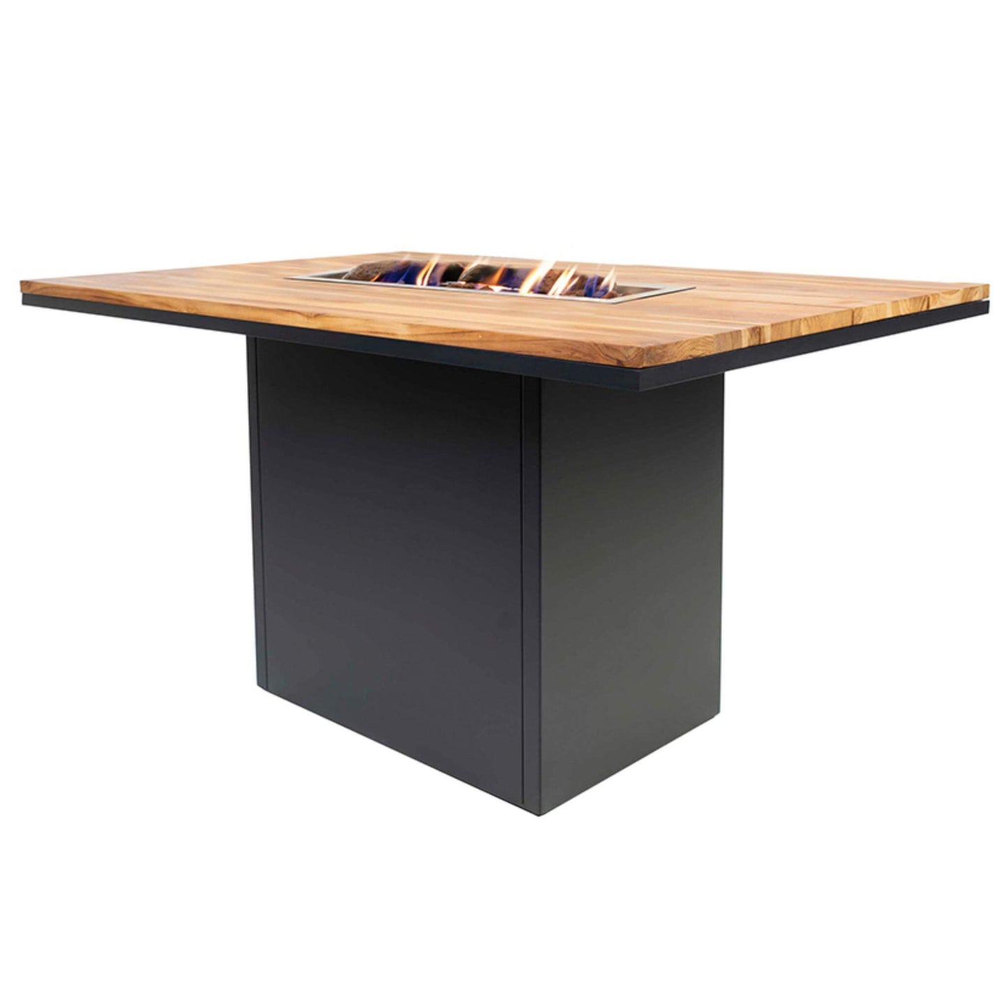 Cosiloft 120 Black Teak Relaxed Gas Fire Pit Dining Table