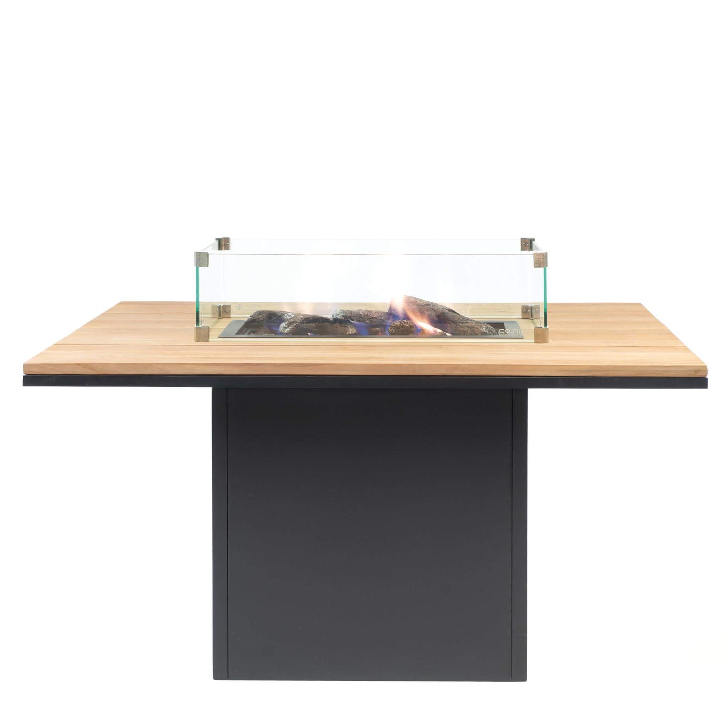 Cosiloft 120 Black Teak Relaxed Gas Fire Pit Dining Table