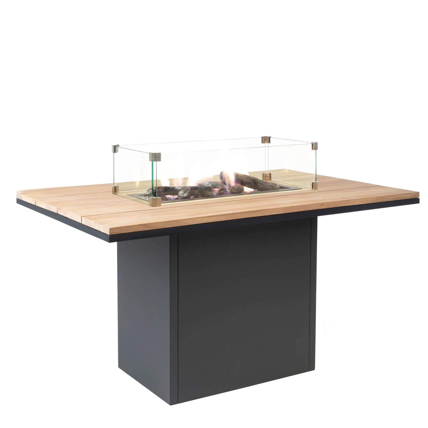 Cosiloft 120 Black Teak Relaxed Gas Fire Pit Dining Table