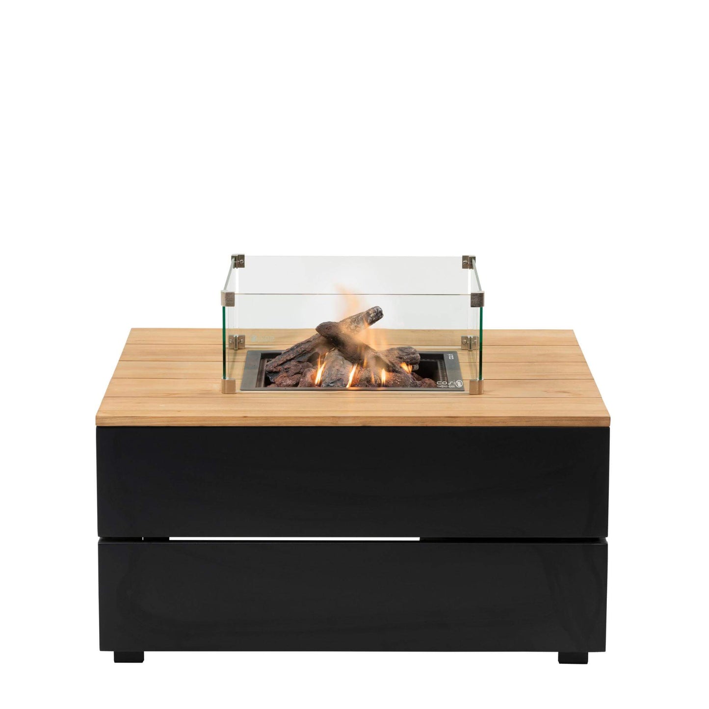 Cosipure 100 Square Teak Tabletop Outdoor Gas Fire Pit Table