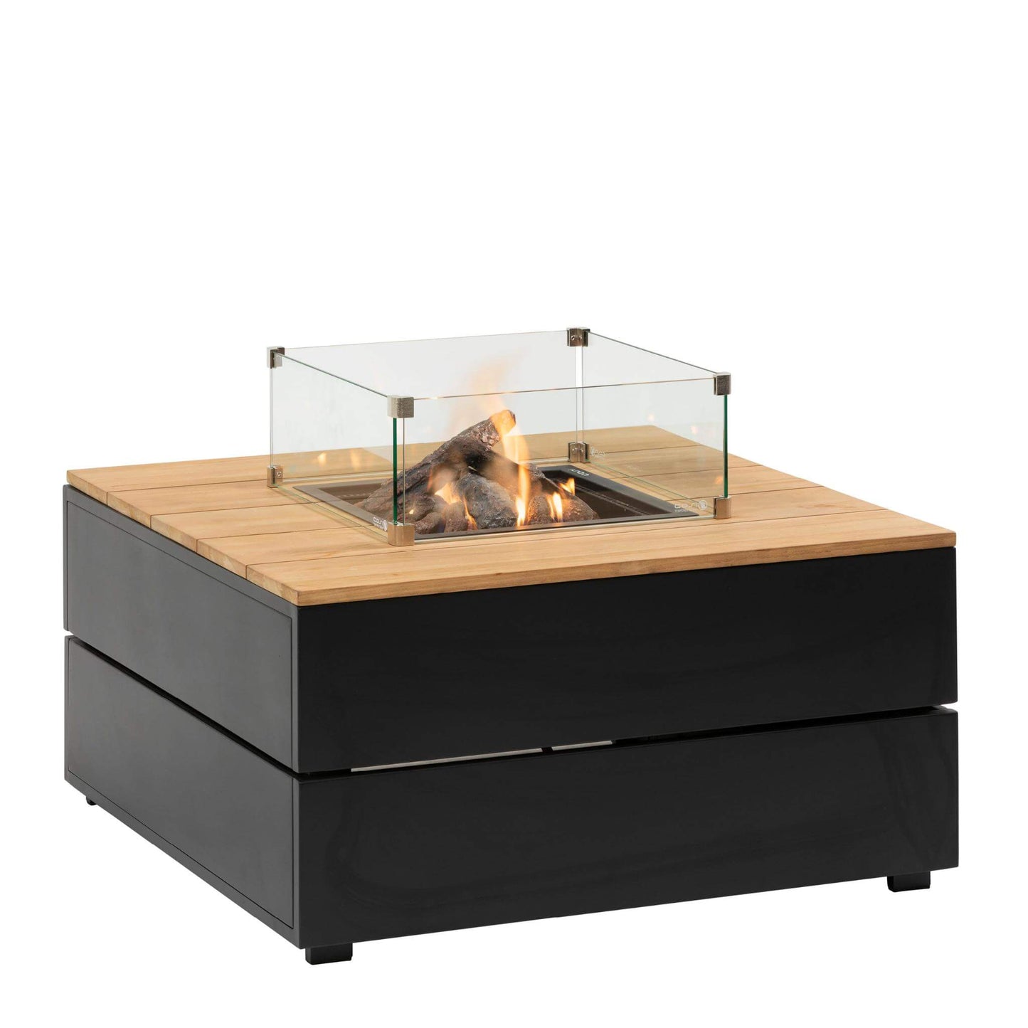 Cosipure 100 Square Teak Tabletop Outdoor Gas Fire Pit Table