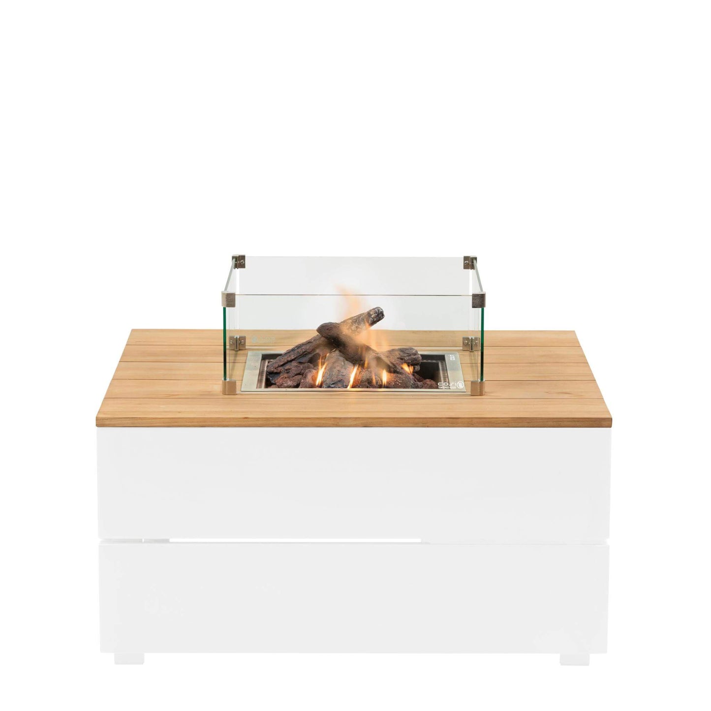 Cosipure 100 Square Teak Tabletop Outdoor Gas Fire Pit Table
