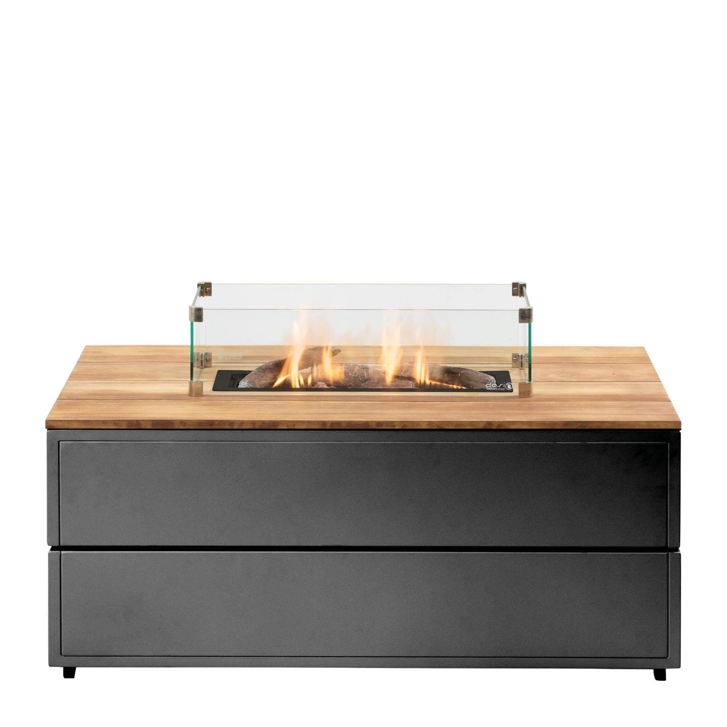 Cosipure 120 Rectangular Black and Teak Outdoor Gas Fire Pit