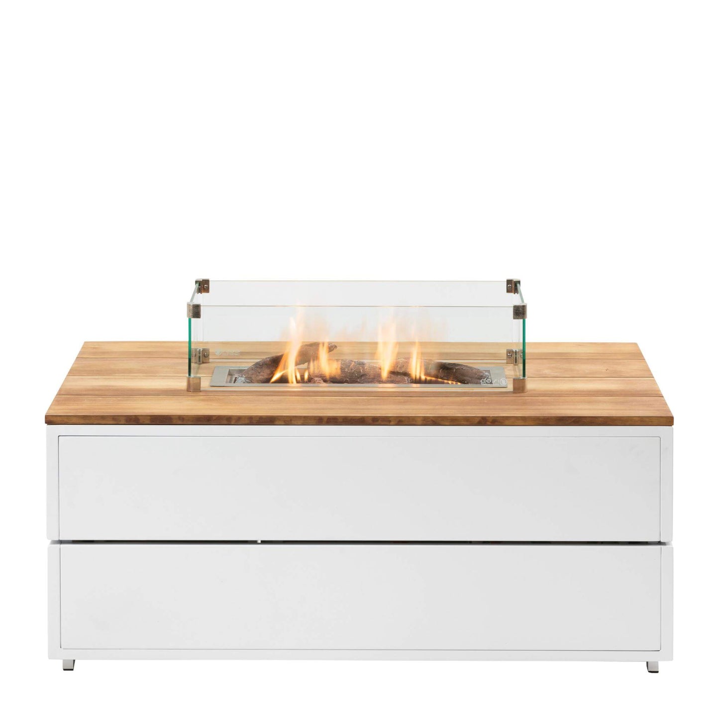 Cosipure 120 Rectangular White and Teak Outdoor Gas Fire Pit