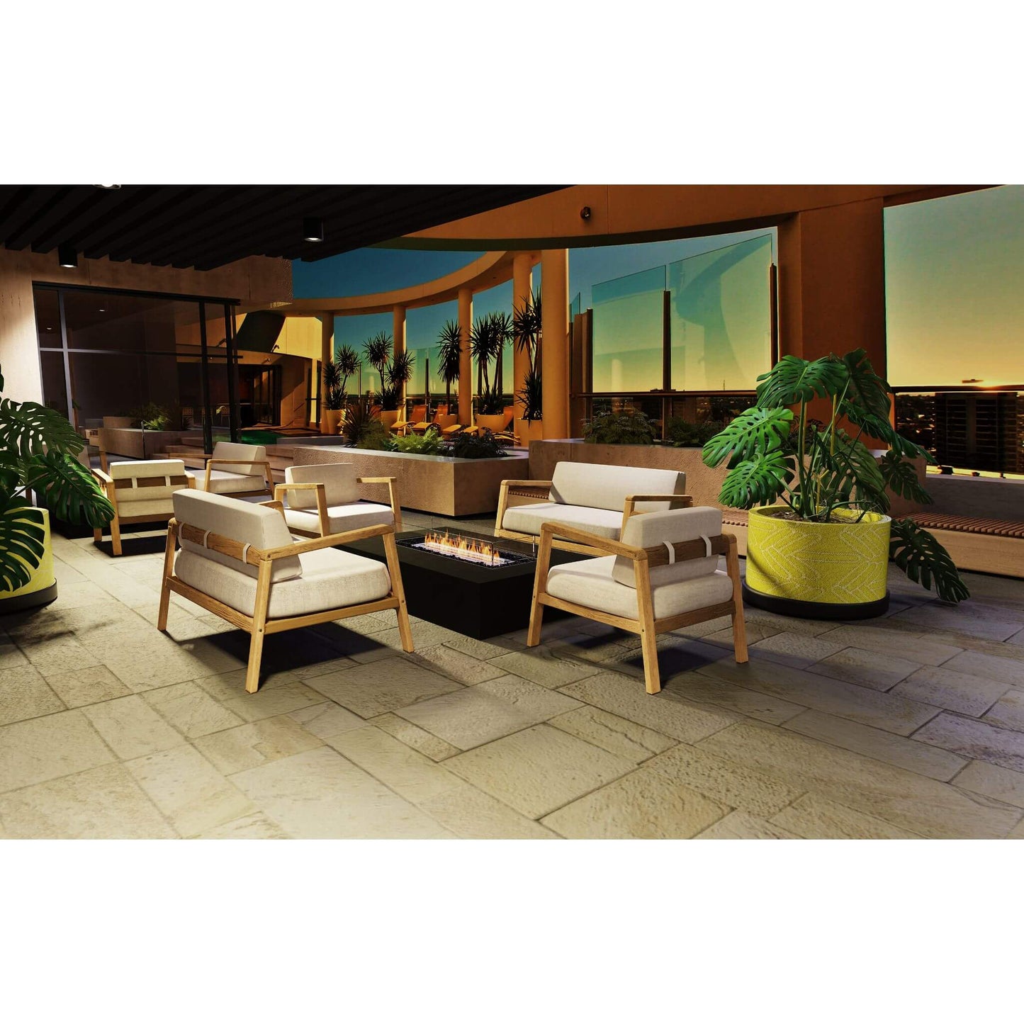 Ecosmart Fire Wharf Concrete Ethanol Gas Fire Pit Table