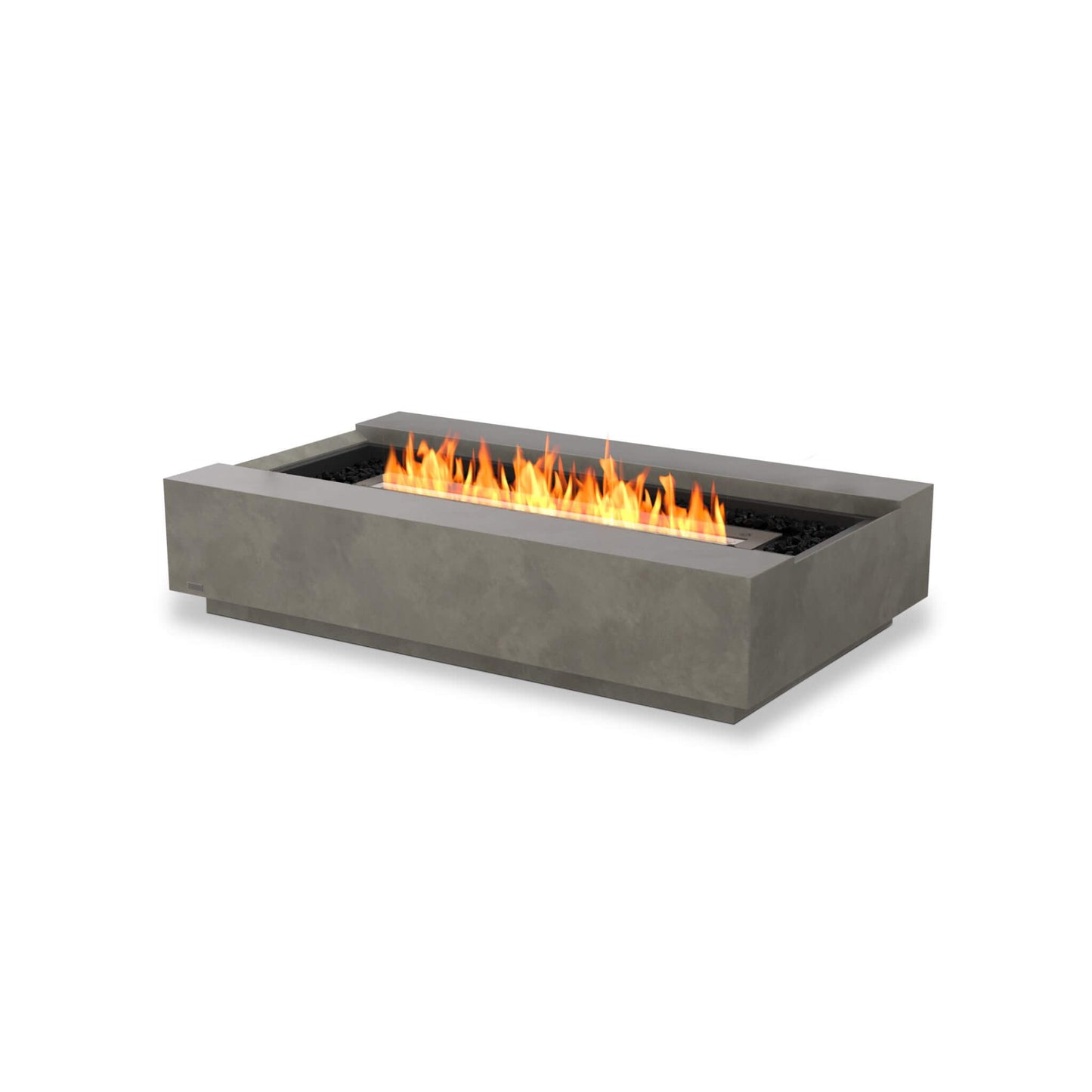 Cosmo 50 Linear Bio Ethanol Concrete Fire Pit Coffee Table with black steel burner in Natural grey for Indoor & Outdoor Heating by Ecosmart Fire
