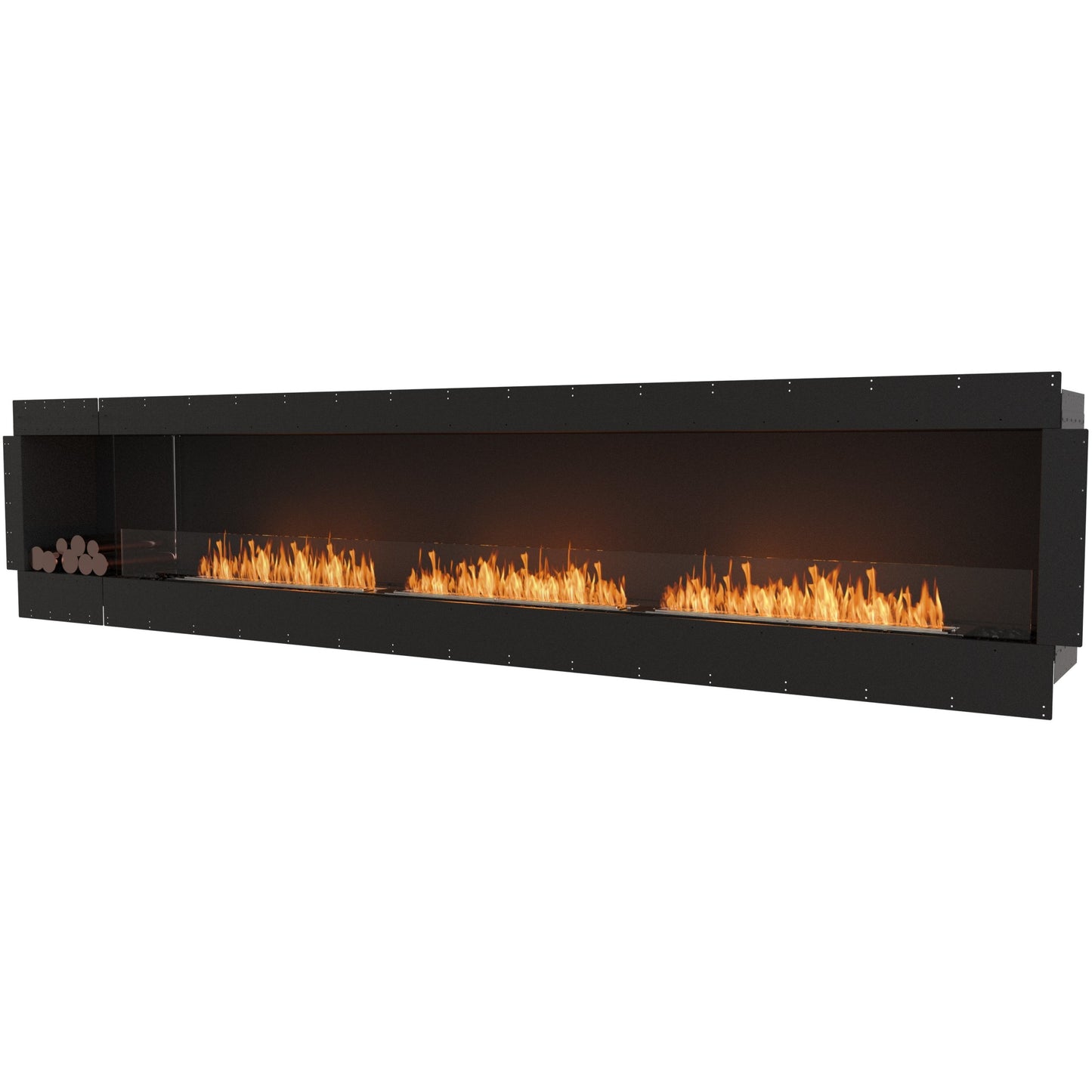 EcoSmart Flex 140SS.BXL; Best Bioethanol Fireplace in Black - Flueless wall fireplace 148 inches with left decorative box for sale