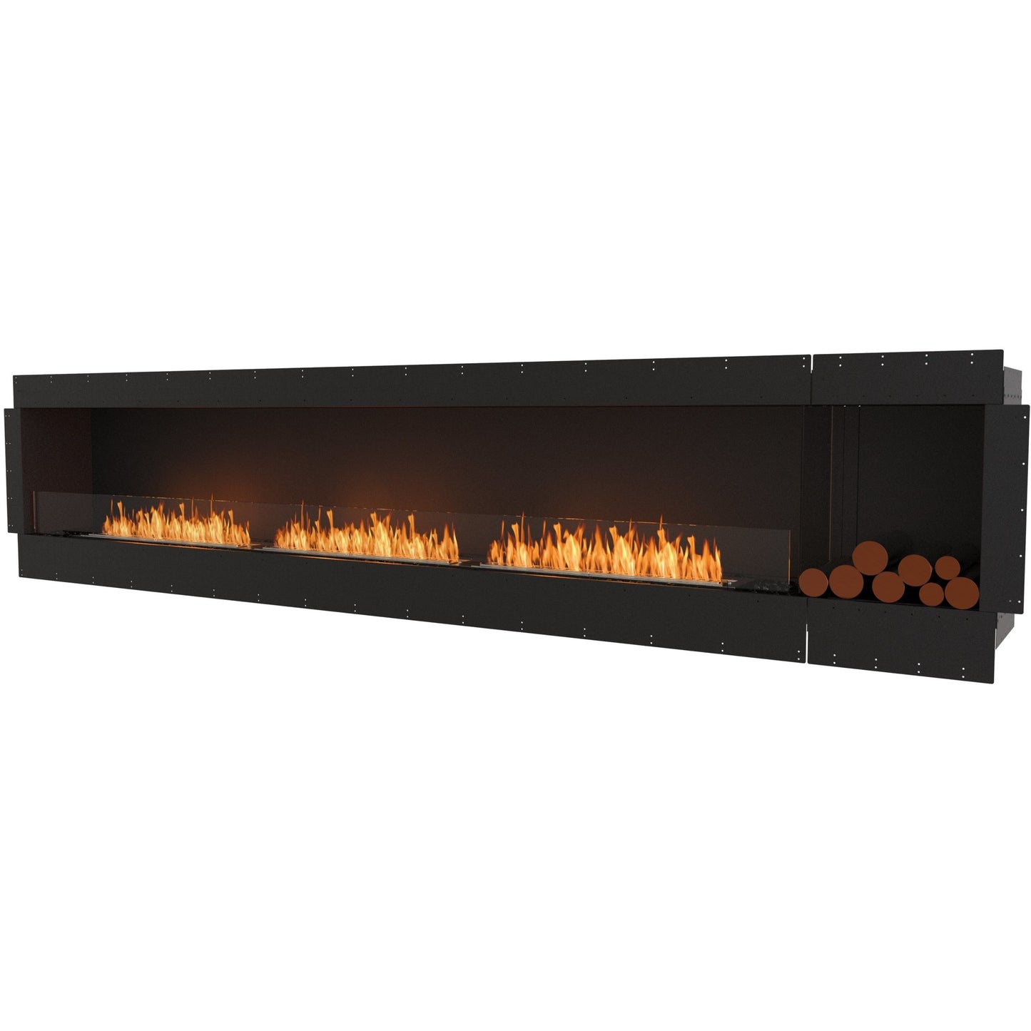 EcoSmart Flex 140SS.BXR; Best bioethanol fireplace in black - Flueless wall fireplace 148 inches with right decorative box for sale