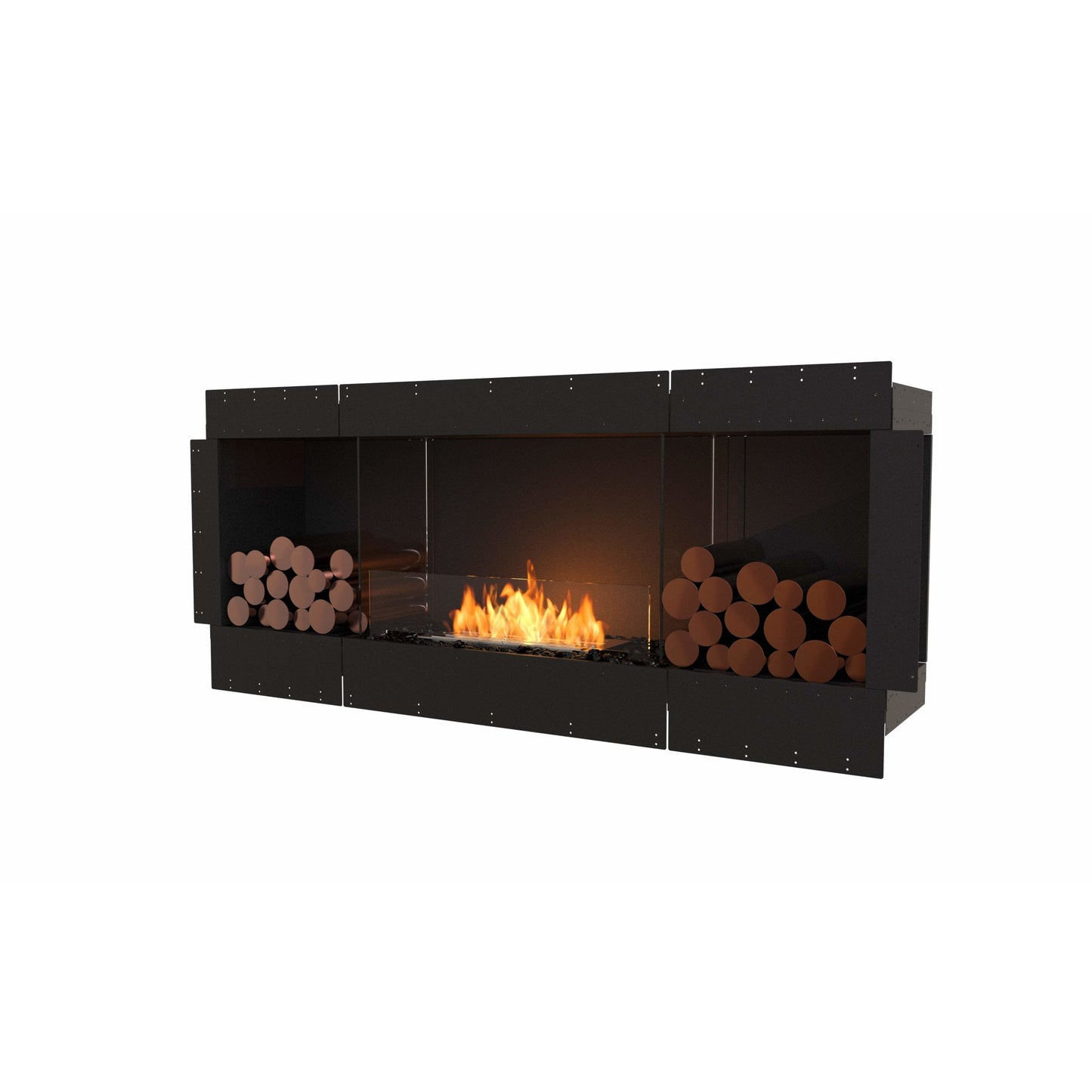 EcoSmart Flex 68SS.BX2; best flueless bio ethanol fireplace in black. 76 inches fireplace with 2 decorative boxes for sale