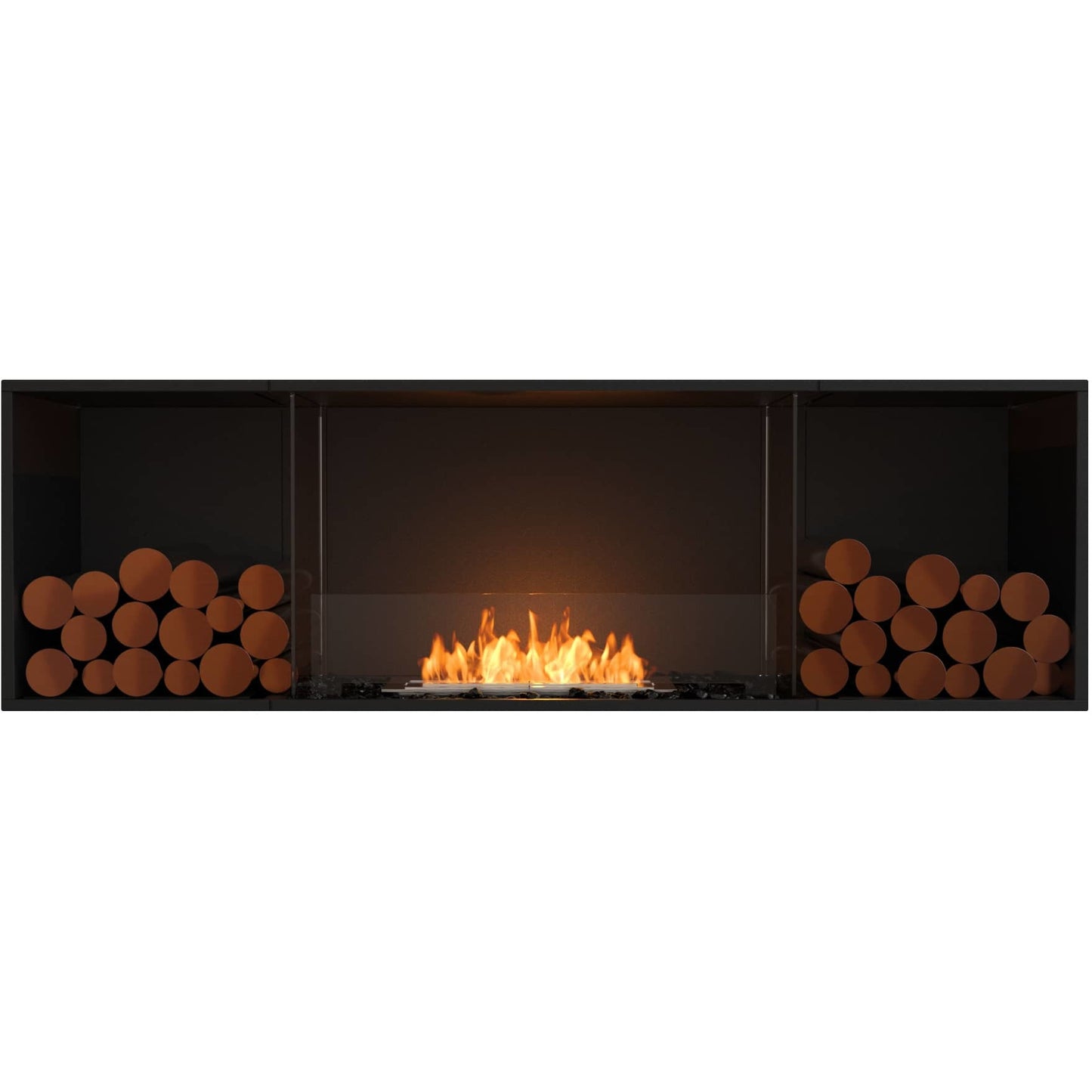 EcoSmart Flex 68SS.BX2; best flueless bio ethanol fireplace in black. 76 inches fireplace with 2 decorative boxes for sale