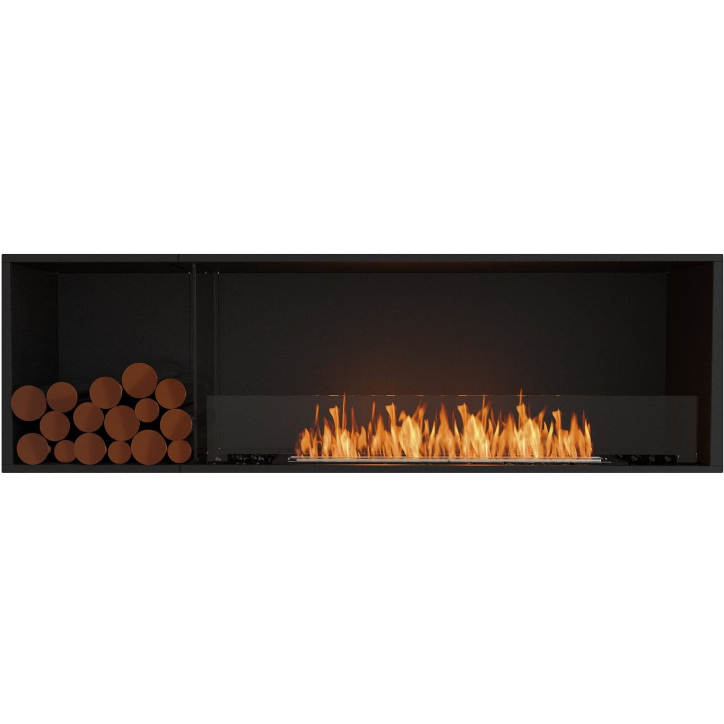 EcoSmart Flex 68SS.BXL; best flueless bio ethanol fireplace in black. 76 inches wall fireplace with decorative box for sale