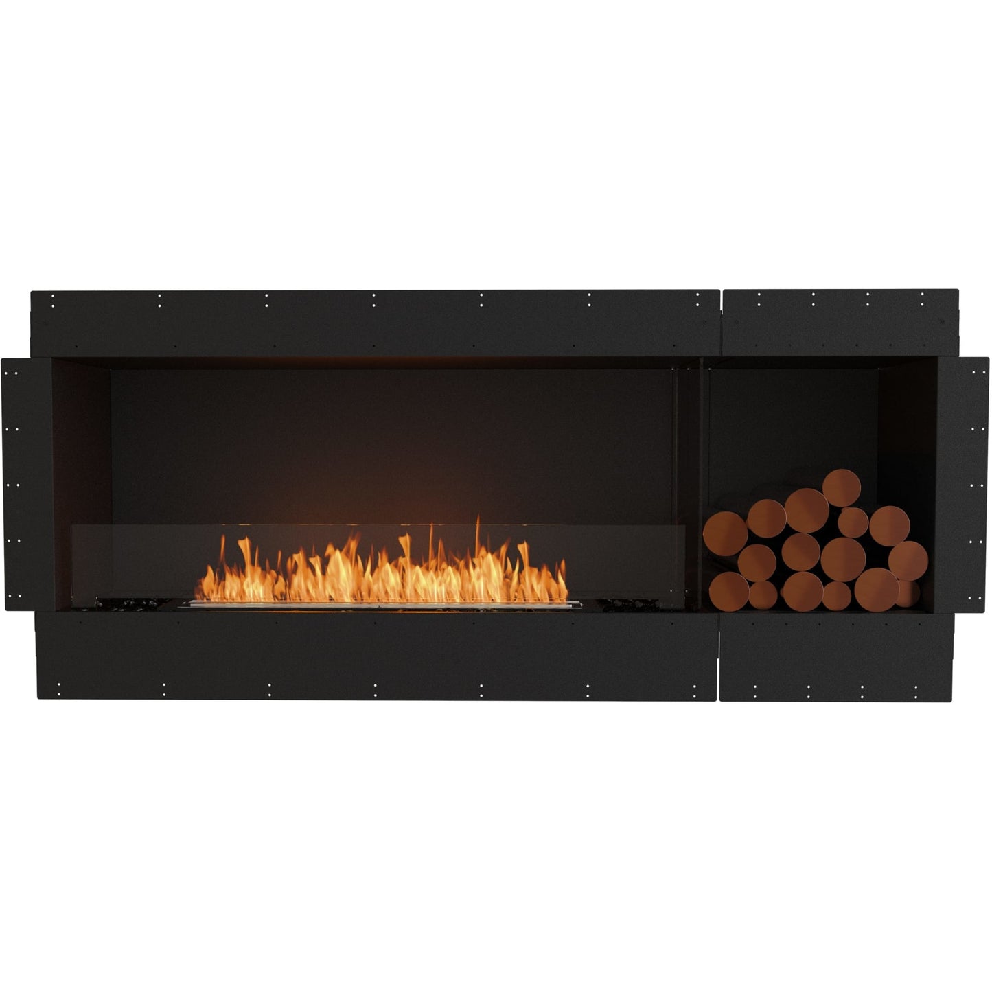 EcoSmart Flex 68SS.BXR Best Flueless Bioethanol Fireplace in Black. 76 inches wall fireplace with right decorative box for sale
