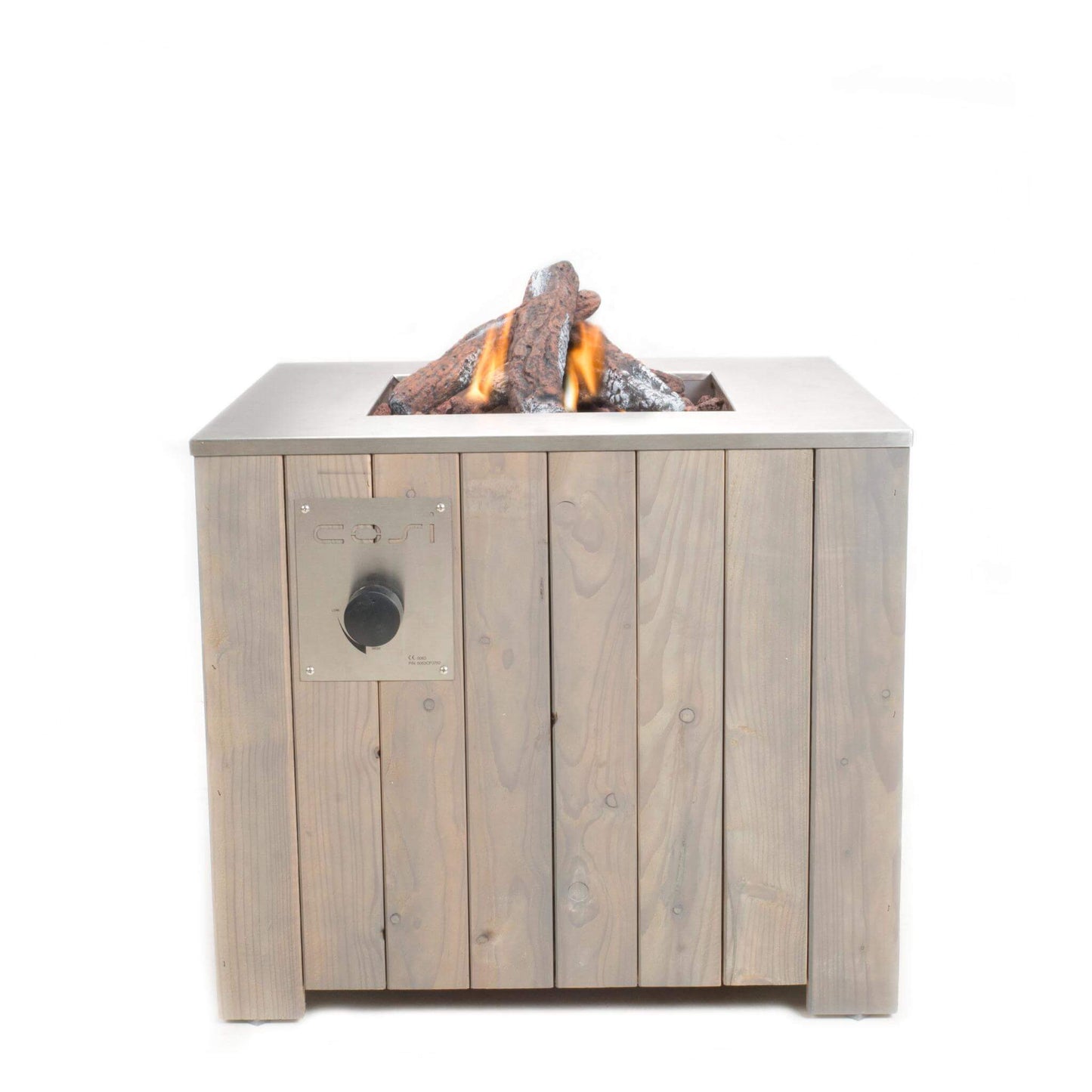 Cosicube 70 Black or Grey Square Wood Outdoor Gas Fire Pit