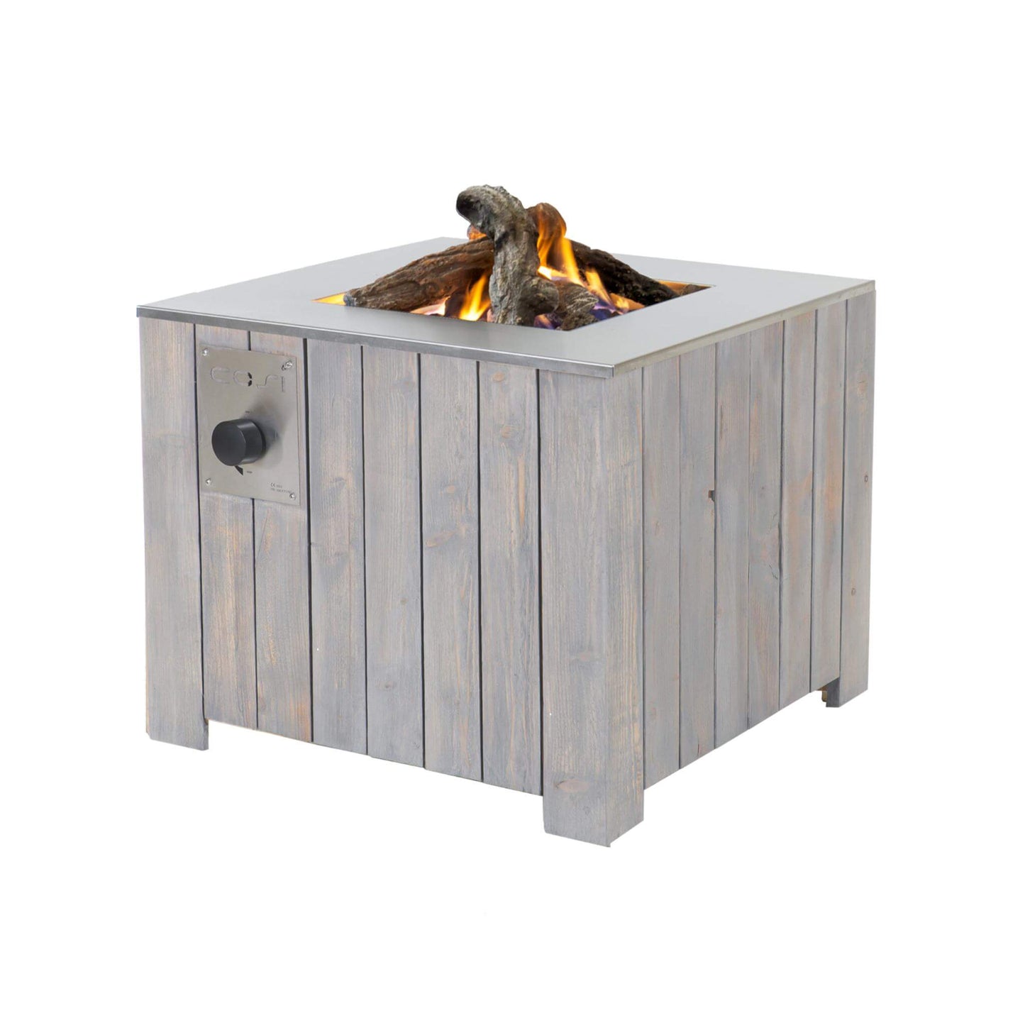 Cosicube 70 Black or Grey Square Wood Outdoor Gas Fire Pit