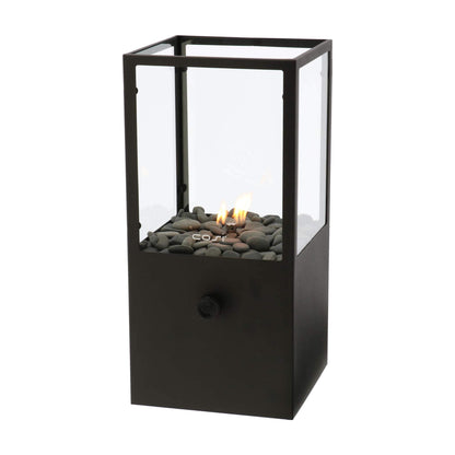 Cosidome High Black Steel Tabletop Outdoor Gas Fire Lantern