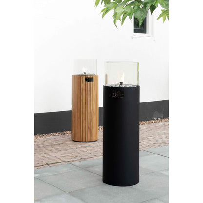 Cosiscoop Pillar Black or Teak Tall Gas Fire Outdoor Lantern