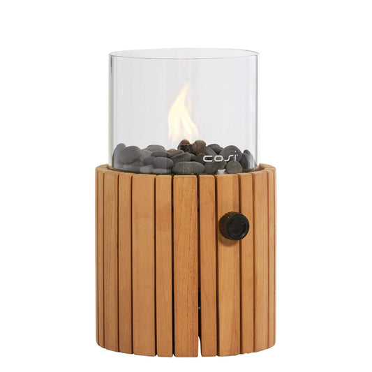 Cosiscoop Timber Round Small Outdoor Gas Fire Lantern