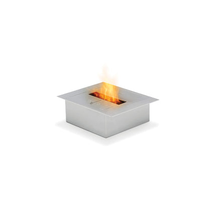 Square fire pit with flames on a white background