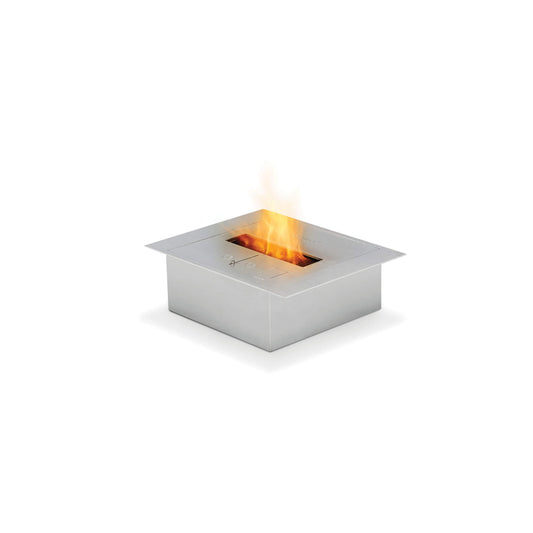Square fire pit with flames on a white background