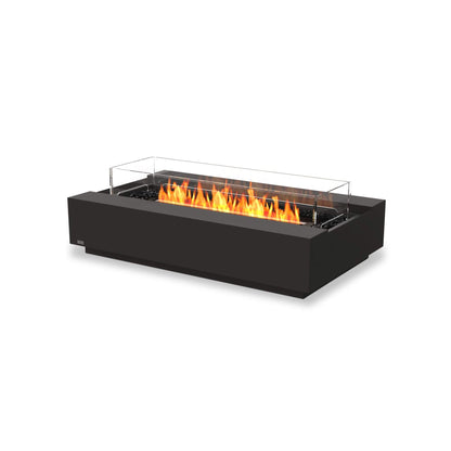 Cosmo 50 Linear Bio Ethanol Concrete Fire Pit Coffee Table with stainess steel burner  in Graphite black with glass screen for Indoor & Outdoor Heating by Ecosmart Fire