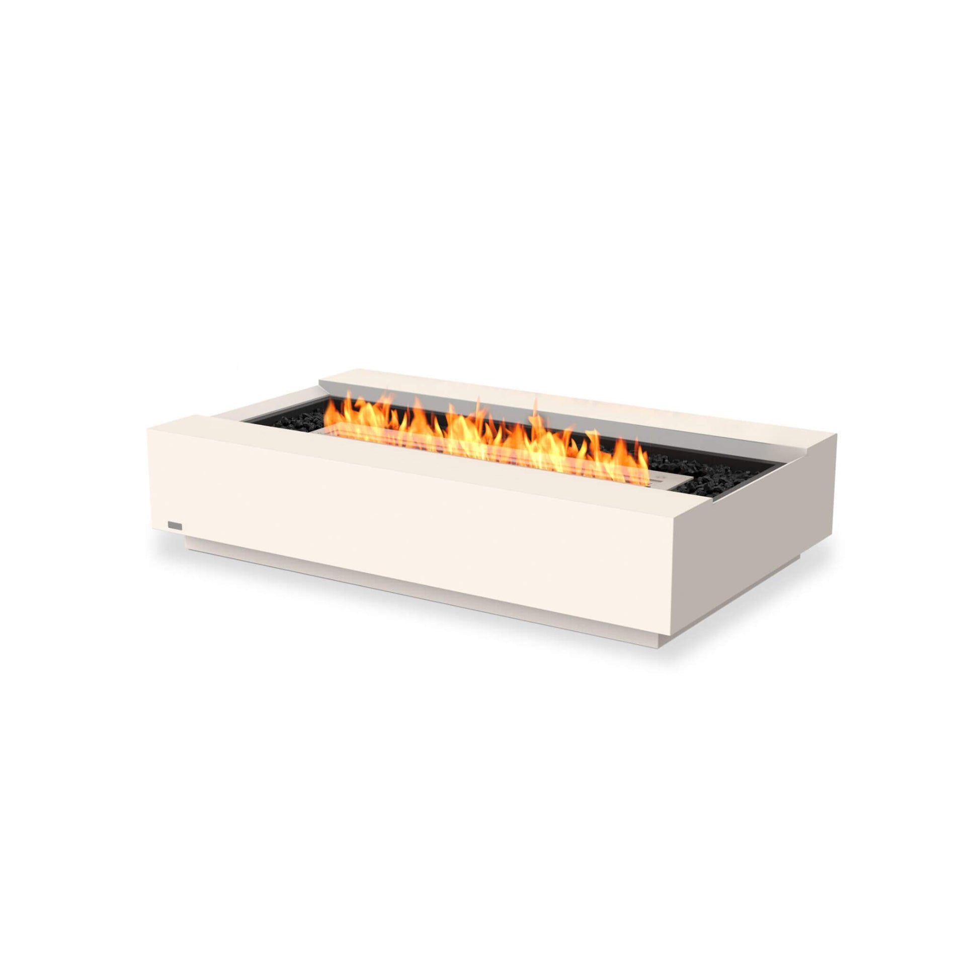 Cosmo 50 Linear Bio Ethanol Concrete Fire Pit Coffee Table with stainess steel burner  in Bone white for Indoor & Outdoor Heating by Ecosmart Fire