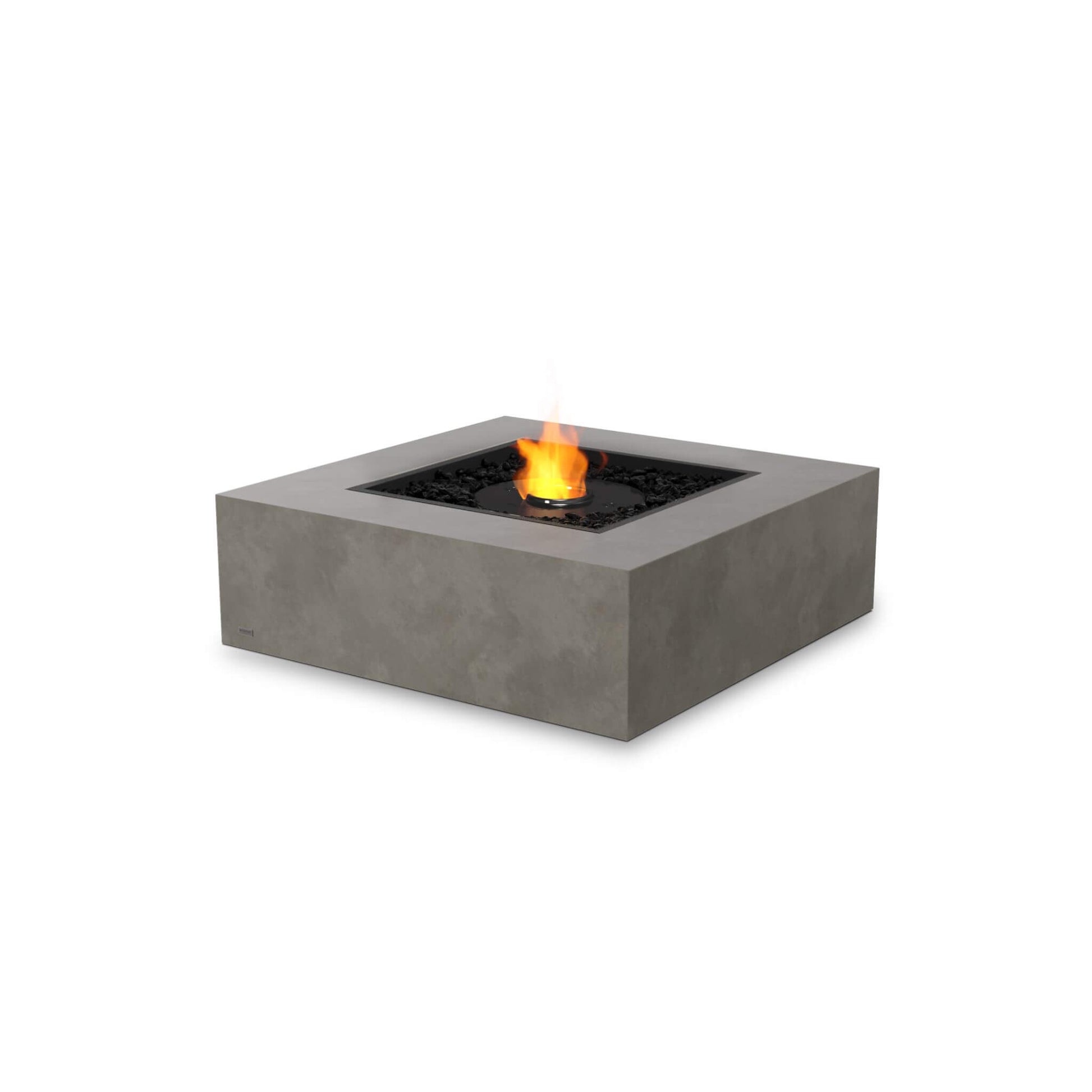 Base 40 Square Concrete Bio Ethanol Fire Pit Coffee Table in Natural (grey) with black burner for Indoor & Outdoor Heating by Ecosmart Fire