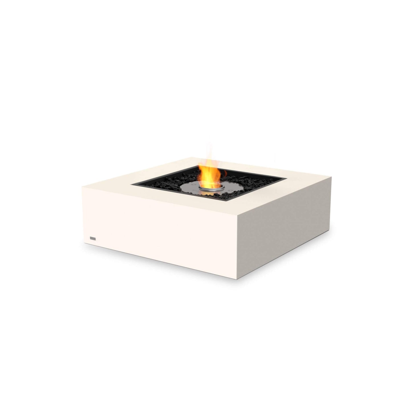 Base 40 Square Concrete Bio Ethanol Fire Pit Coffee Table for in Bone (white) Indoor & Outdoor Heating by Ecosmart Fire