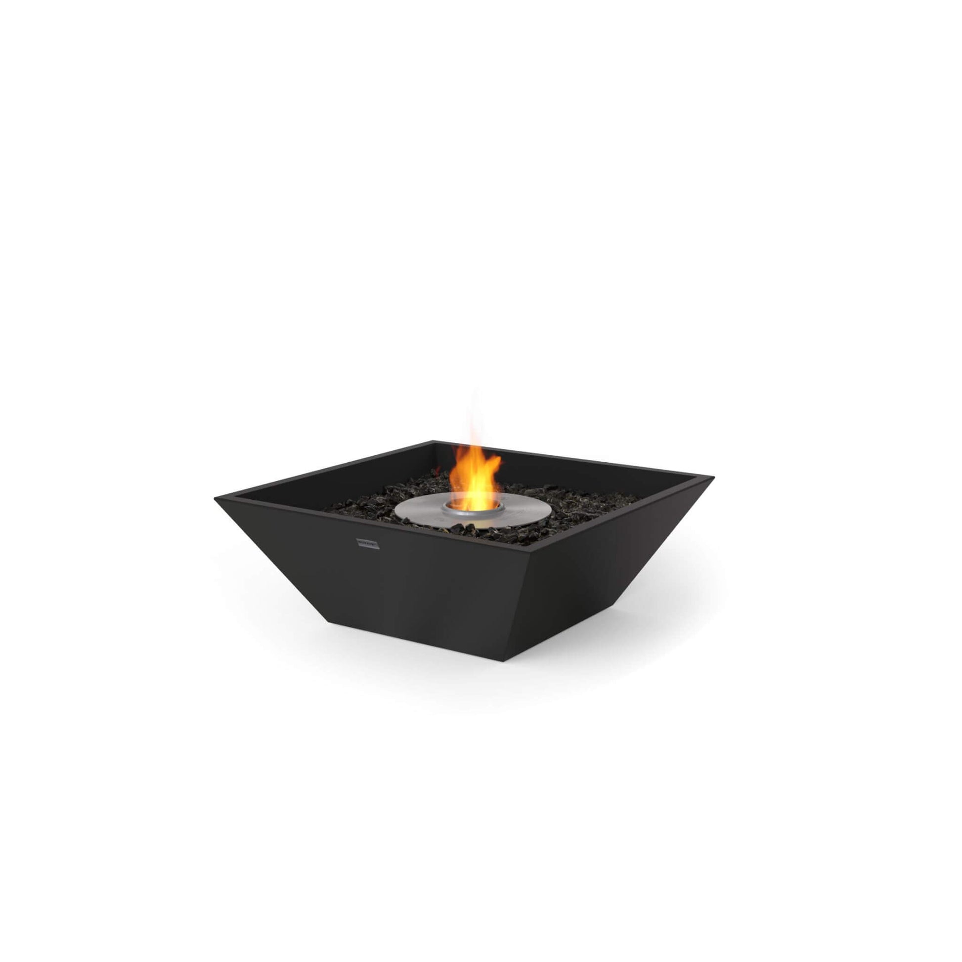 Ecosmart Fire Nova 600 bioethanol garden fire pit square bowl in concrete black with stainless steel ethanol burner