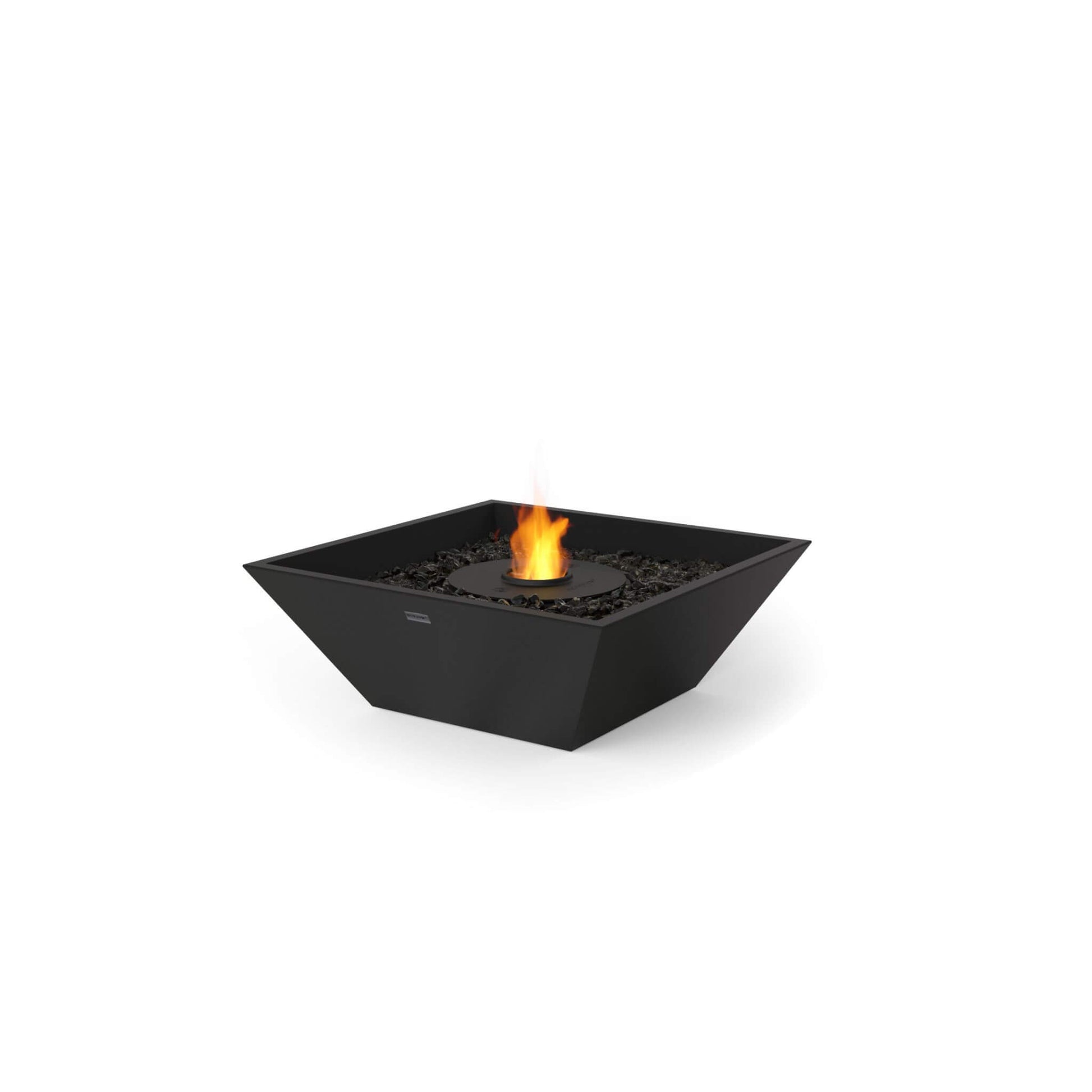 Ecosmart Fire Nova 600 bioethanol garden fire pit square bowl in concrete black with black steel ethanol burner