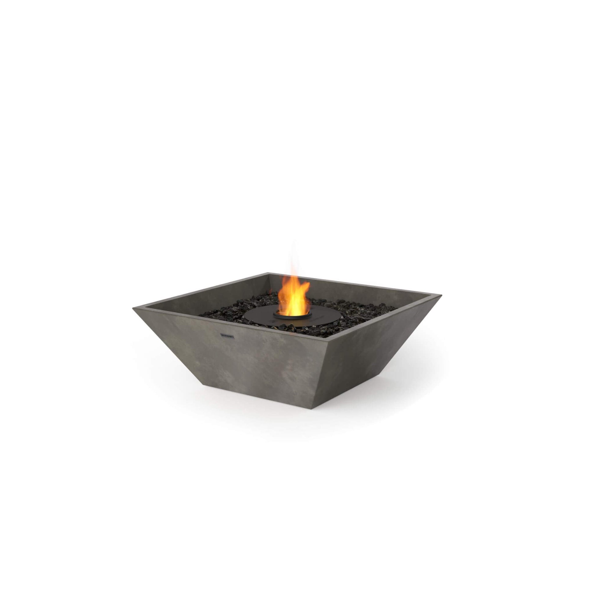 Ecosmart Fire Nova 600 bioethanol garden fire pit square bowl in concrete grey with black steel ethanol burner