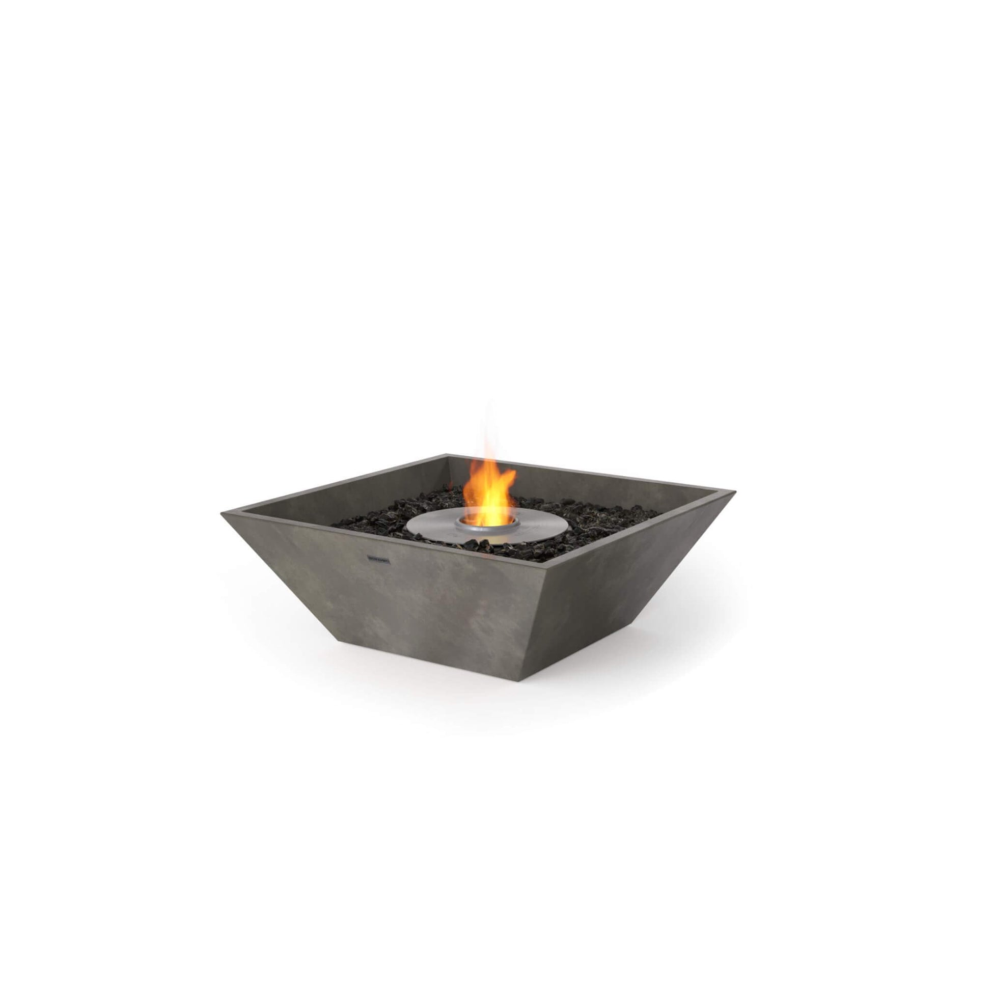 Ecosmart Fire Nova 600 bioethanol garden fire pit square bowl in concrete grey with stainless steel ethanol burner