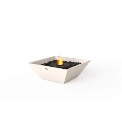 Ecosmart Fire Nova 600 bioethanol garden fire pit square bowl in concrete white with black steel ethanol burner