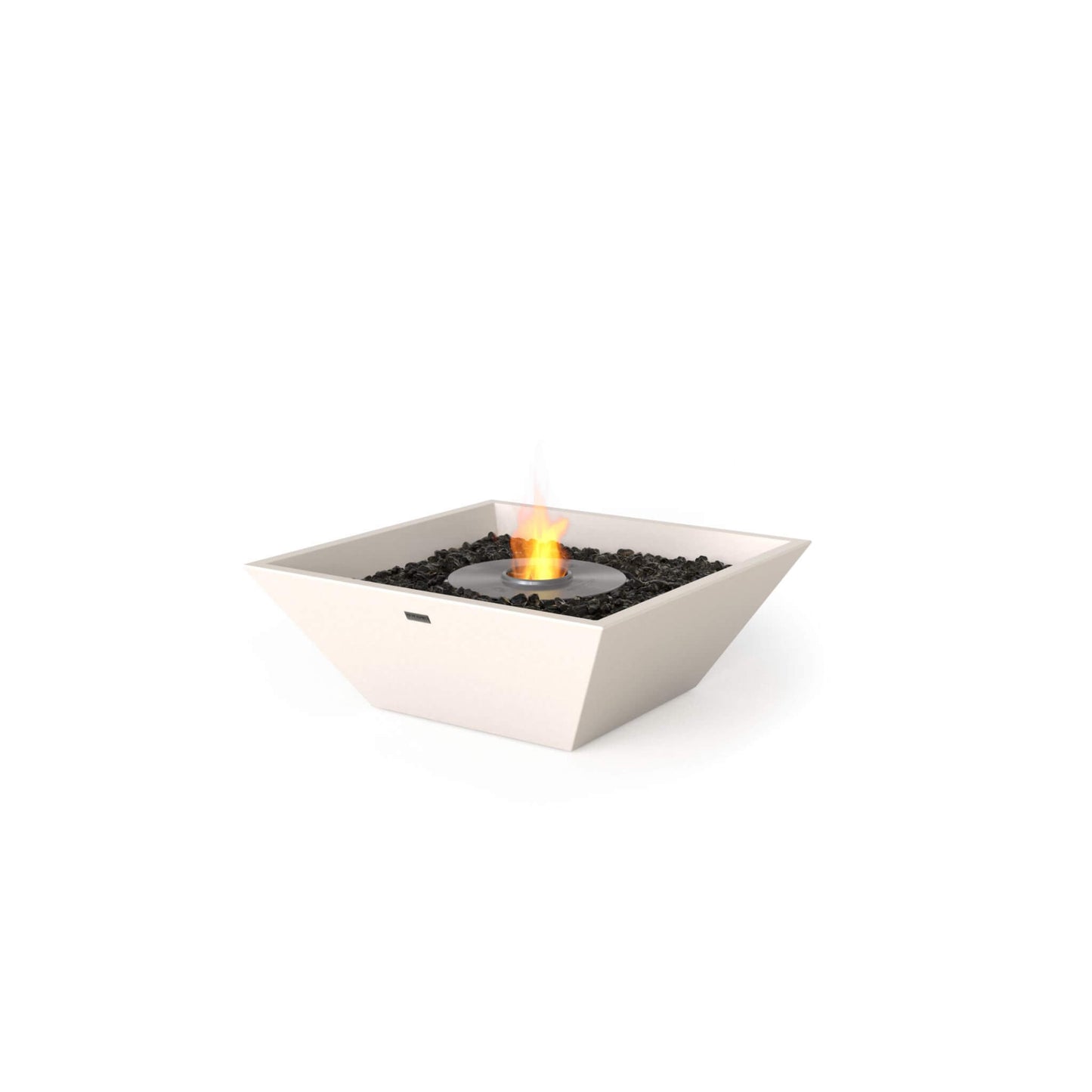Ecosmart Fire Nova 600 bioethanol garden fire pit square bowl in concrete white with stainless steel ethanol burner