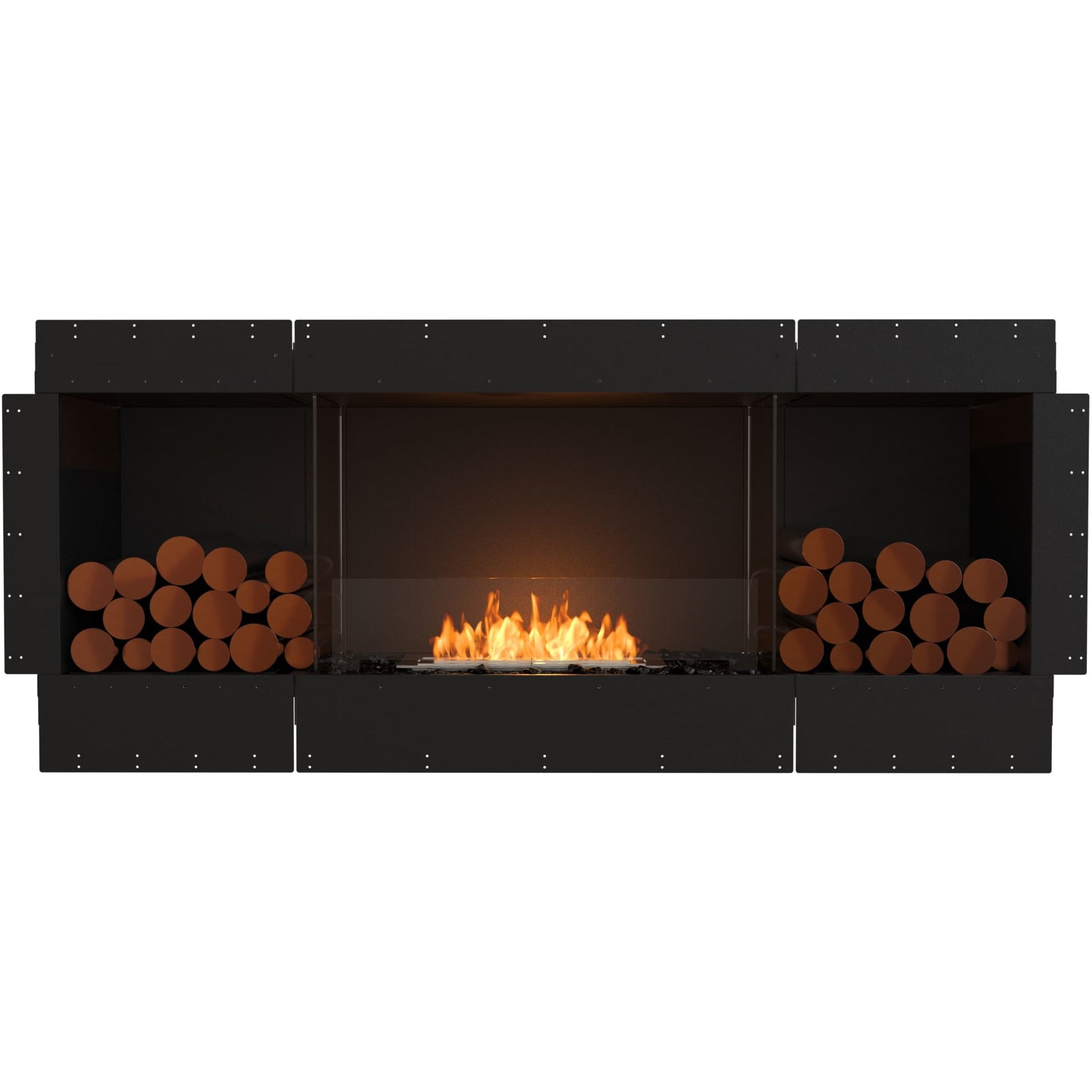 EcoSmart Flex 68SS.BX2; best flueless bio ethanol fireplace in black. 76 inches fireplace with 2 decorative boxes for sale