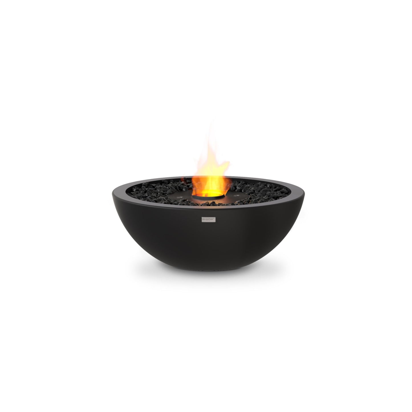 Ecosmart Fire Mix 600 bioethanol fire pit bowl in black concrete with black steel burner on a white background