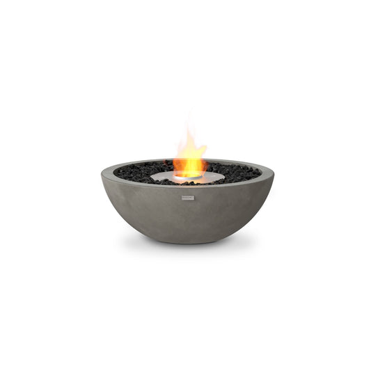 Ecosmart Fire Mix 600 bioethanol fire pit bowl in grey concrete with stainless steel burner on a white background