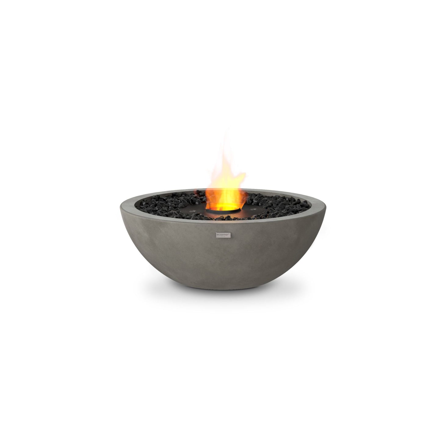 Ecosmart Fire Mix 600 bioethanol fire pit bowl in grey concrete with black steel burner on a white background