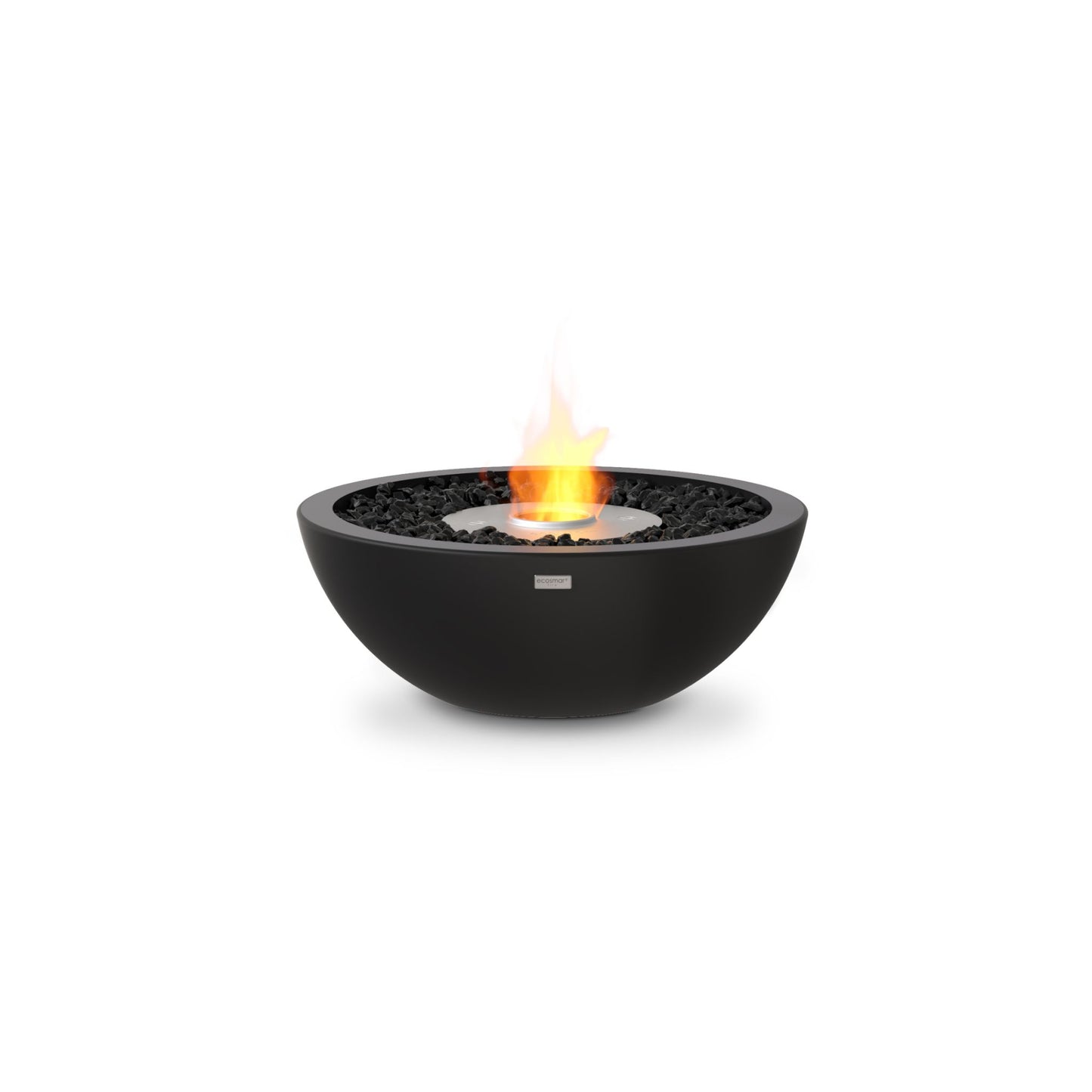 Ecosmart Fire Mix 600 bioethanol fire pit bowl in black concrete with stainless steel burner on a white background