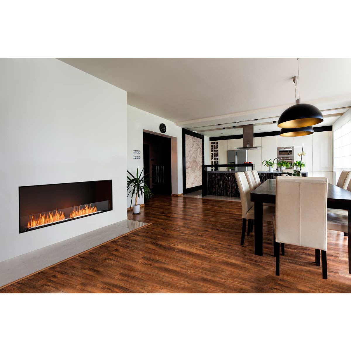 EcoSmart Flex 86ss; best modern, bio ethanol fireplace in black - 94.1 inches long wall fireplace for sale