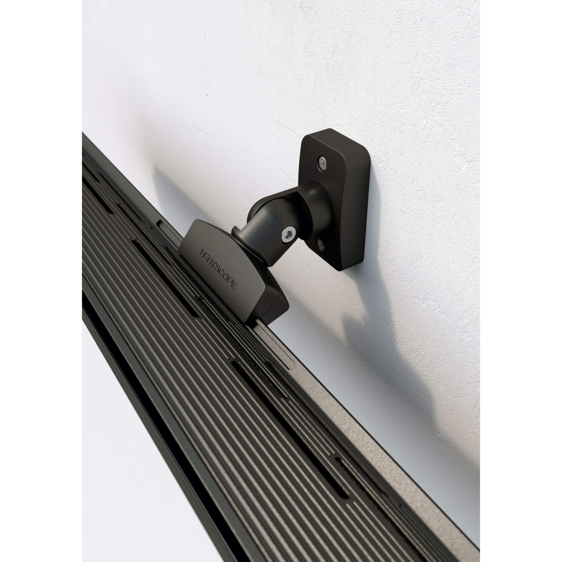 Heatscope Pure radiant heater in black with wall mounted parts
