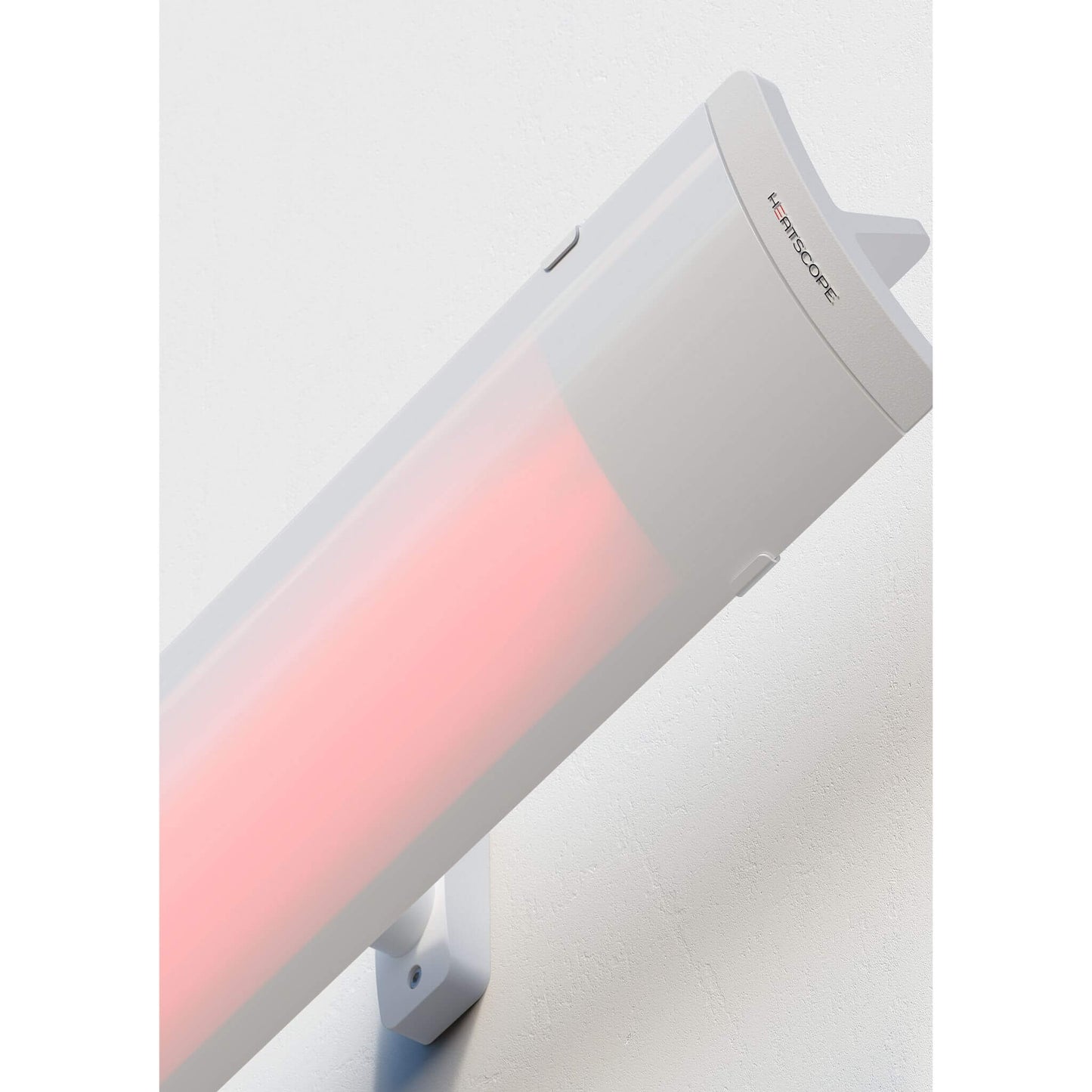 Heatscope Pure radiant heater in white - close up of infrared panels with wall mounted parts