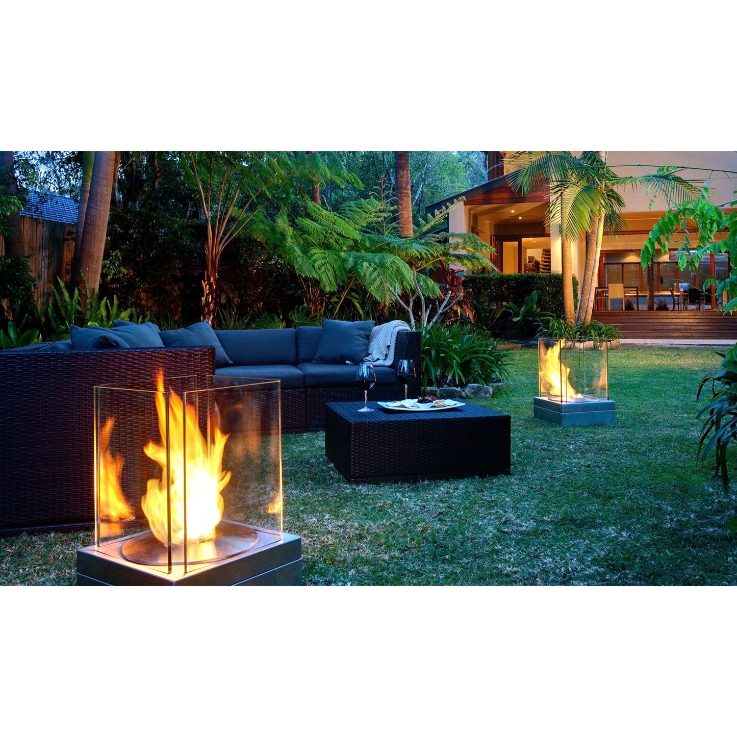 EcoSmart Mini T; freestanding bioethanol modern fire pit for sale in stainless steel by EcoSmart Fire